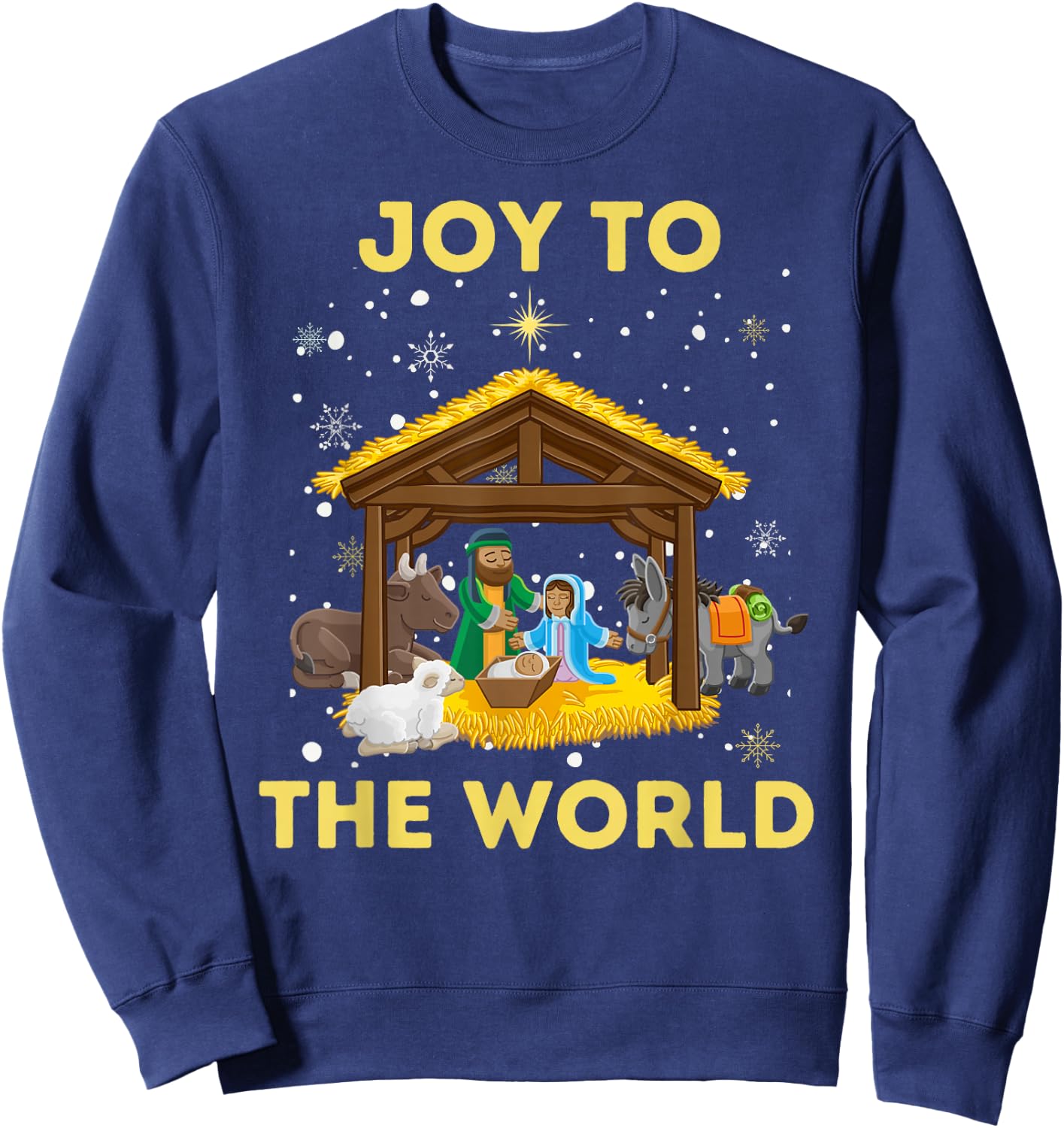 Christmas Nativity Christian Birth Of Jesus Joy To The World Sweatshirt - Sweatshirt | Navy