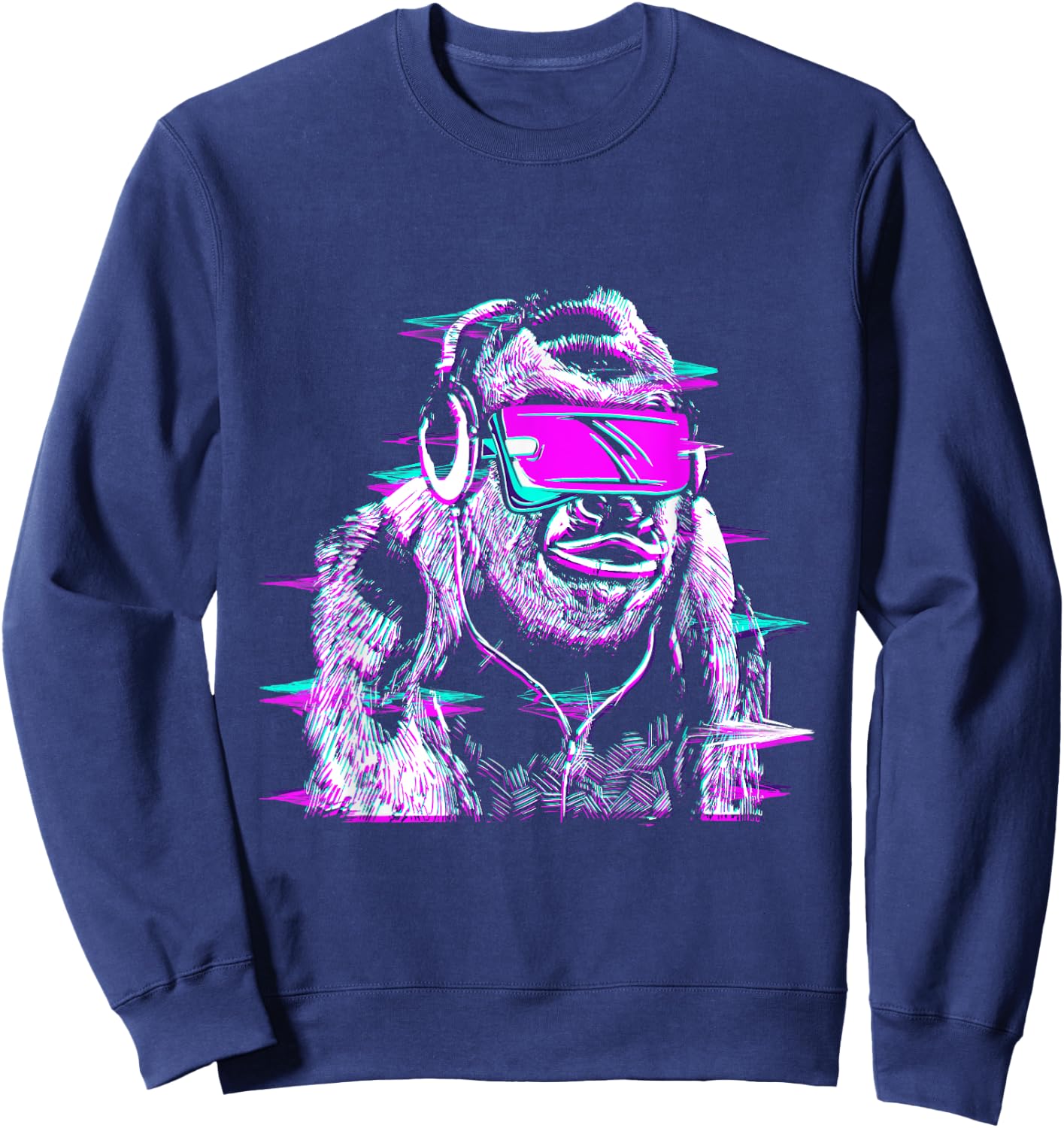 VR and VR Gamer with virtual reality and monkey Sweatshirt - Sweatshirt | Navy