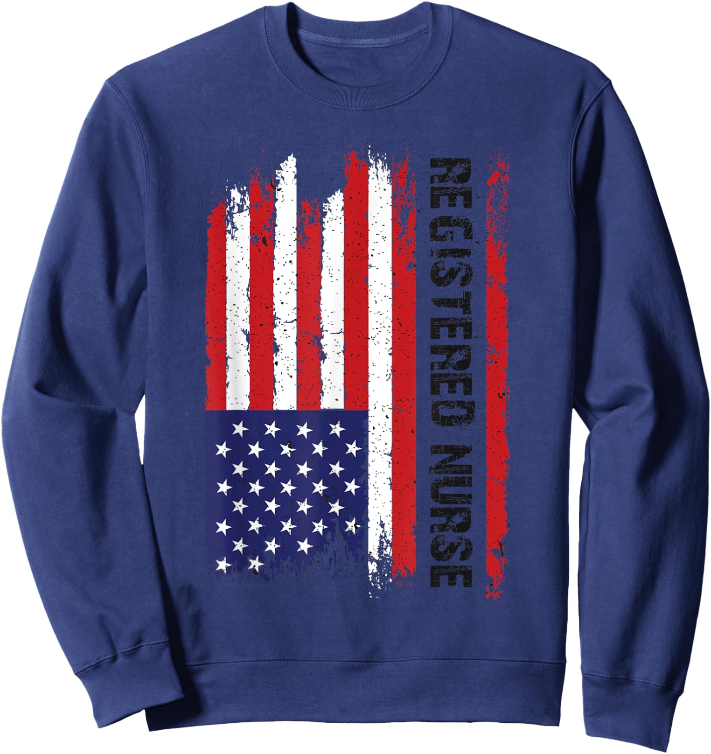 Vintage USA RN Registered Nurse American Flag Patriotic Women Men Sweatshirt - Sweatshirt | Navy