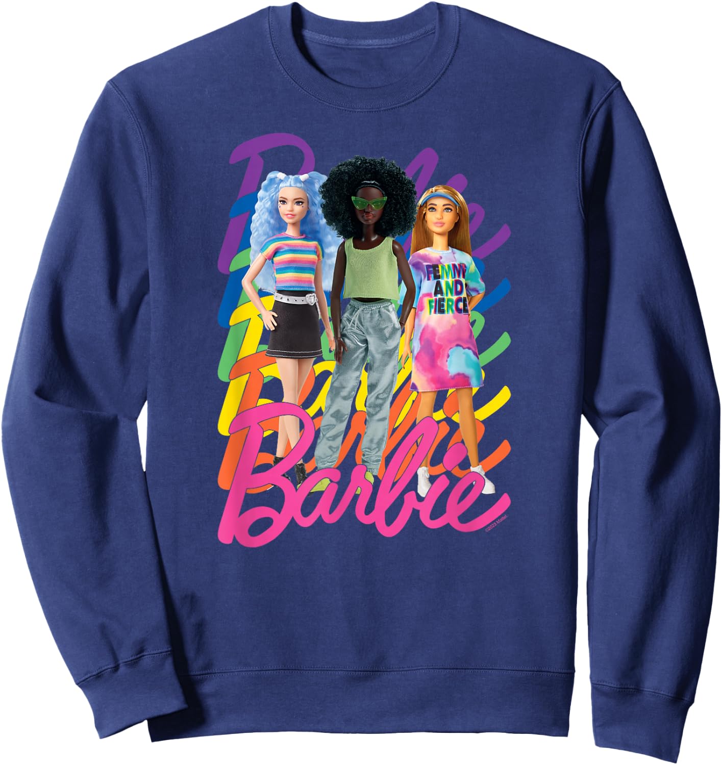 Barbie - Pride Rainbow Logo 3 Dolls Sweatshirt - Sweatshirt | Navy