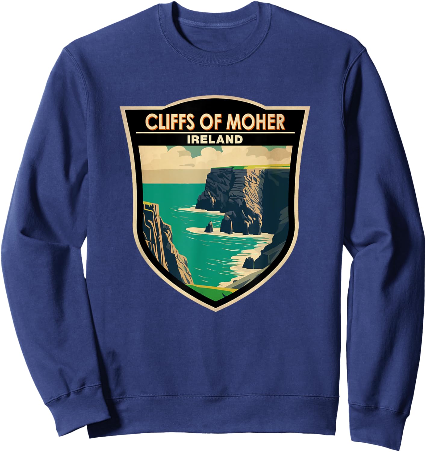 Cliffs of Moher Ireland Landmark Badge Vintage Sweatshirt - Sweatshirt | Navy