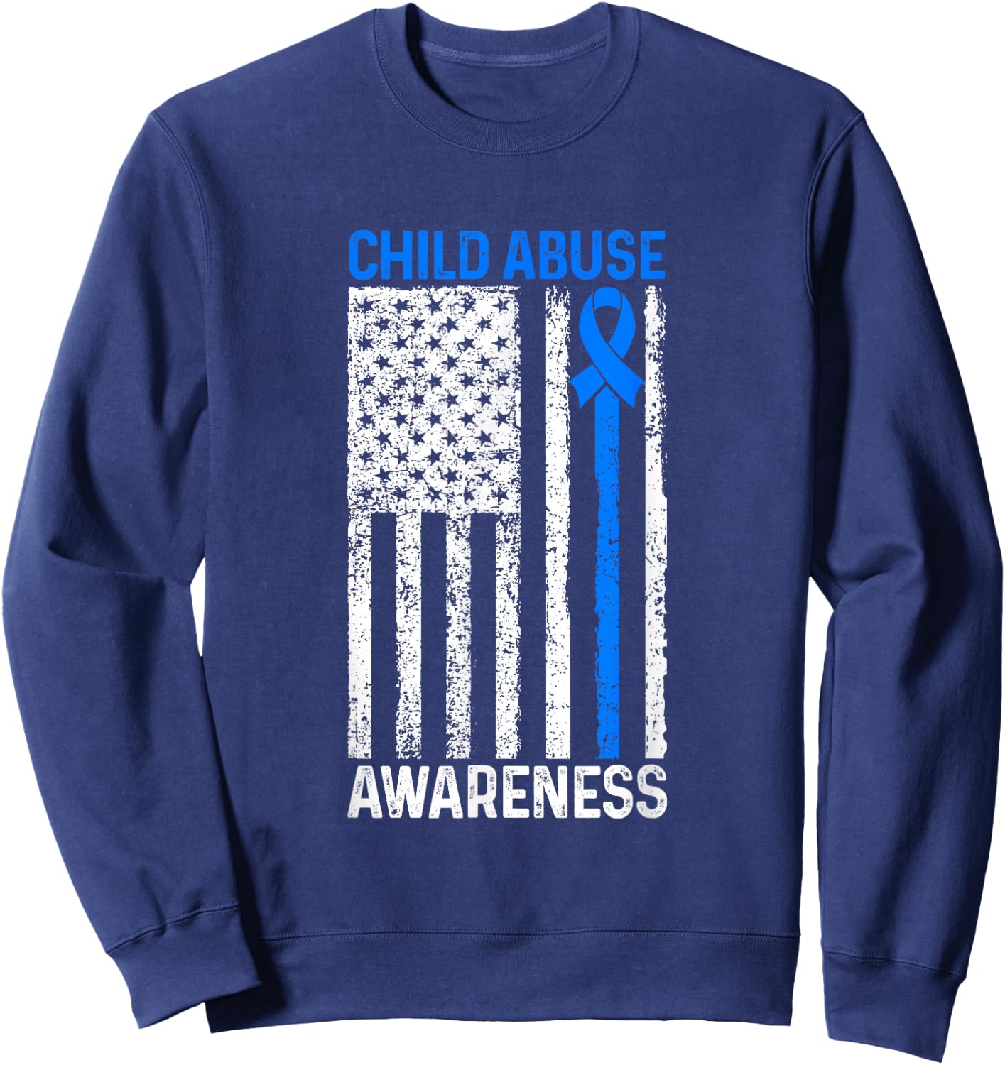 Child Abuse Awareness US Flag Child Abuse Prevention Month Sweatshirt - Sweatshirt | Navy
