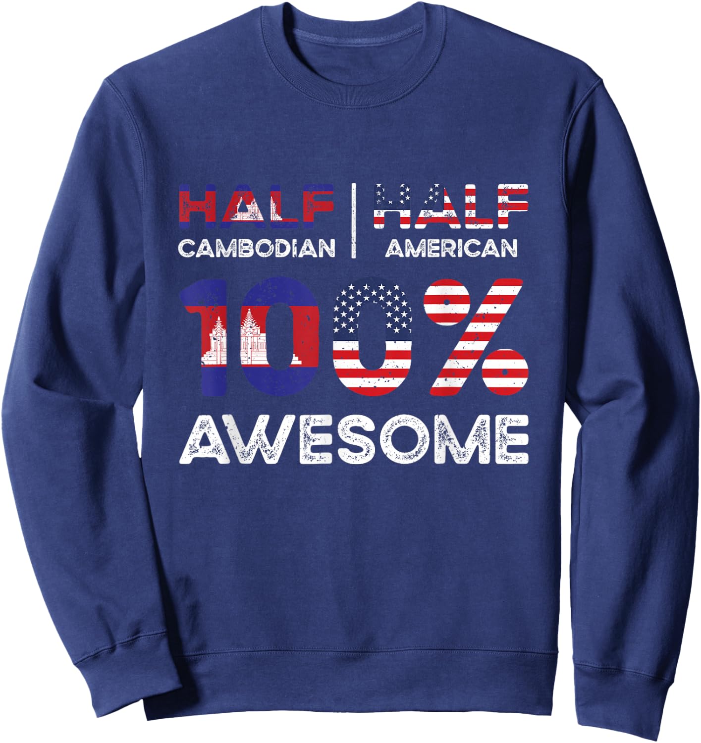 Cambodian American Patriot USA Grown Cambodia US Flag Sweatshirt - Sweatshirt | Navy
