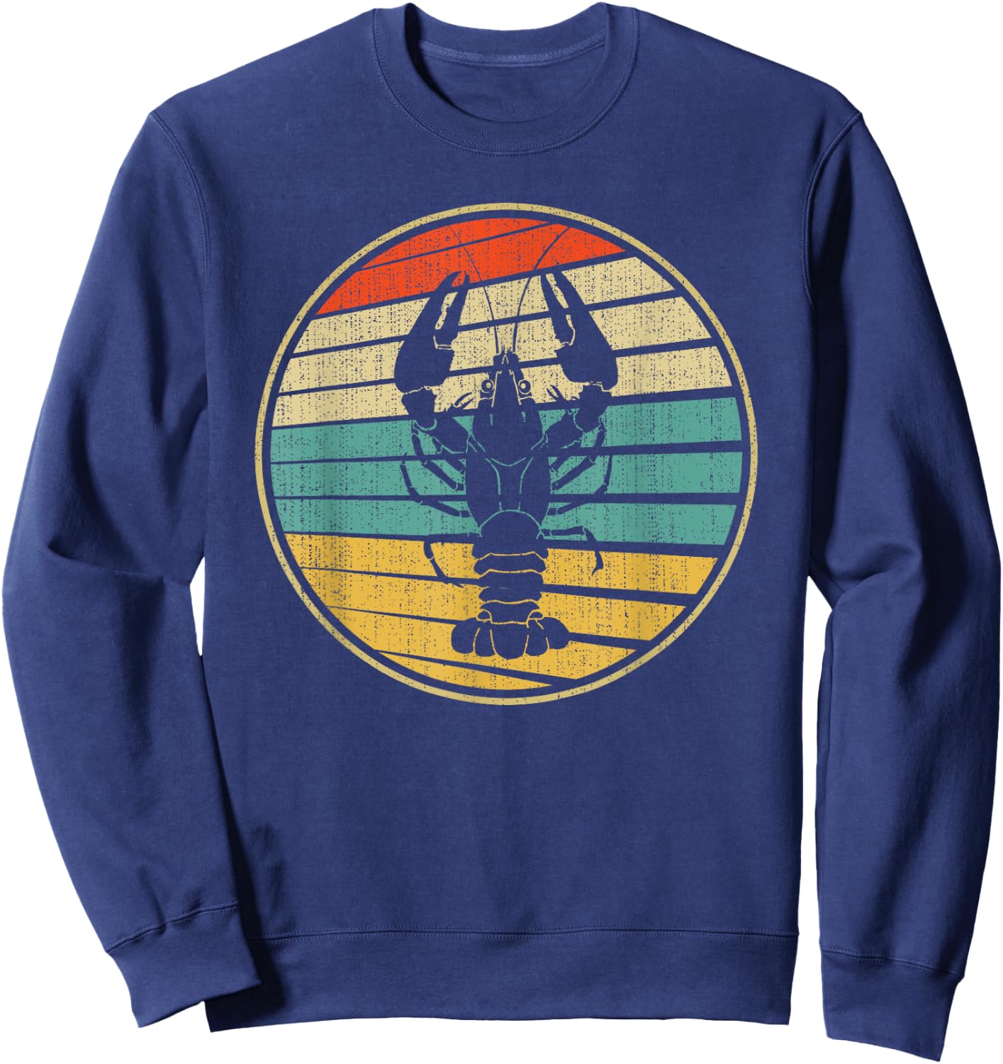 Retro Style Vintage Sea Crawfish Lobster Silhouette 60s 70s Sweatshirt - Sweatshirt | Navy