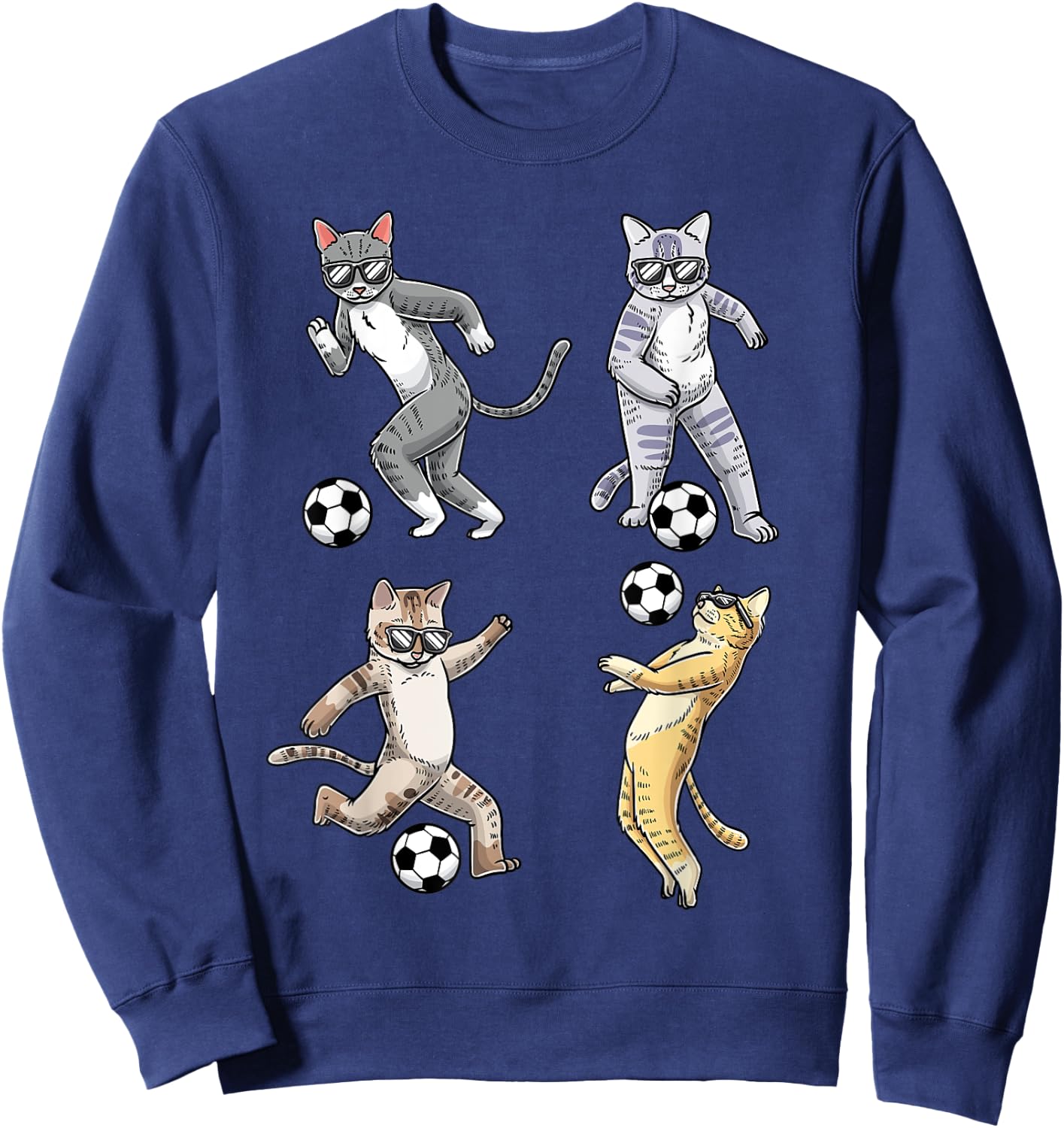 Funny Cat Lover Playing Soccer Player Pet Kittens Men Women Sweatshirt - Sweatshirt | Navy