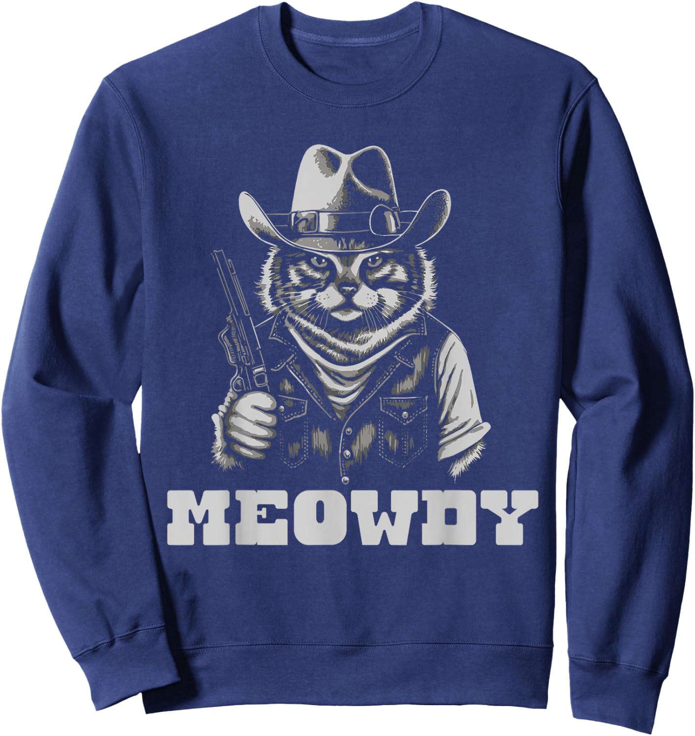 Meowdy Outlaw Funny Country Music Cat Cowboy Hat Vintage Sweatshirt - Sweatshirt | Navy
