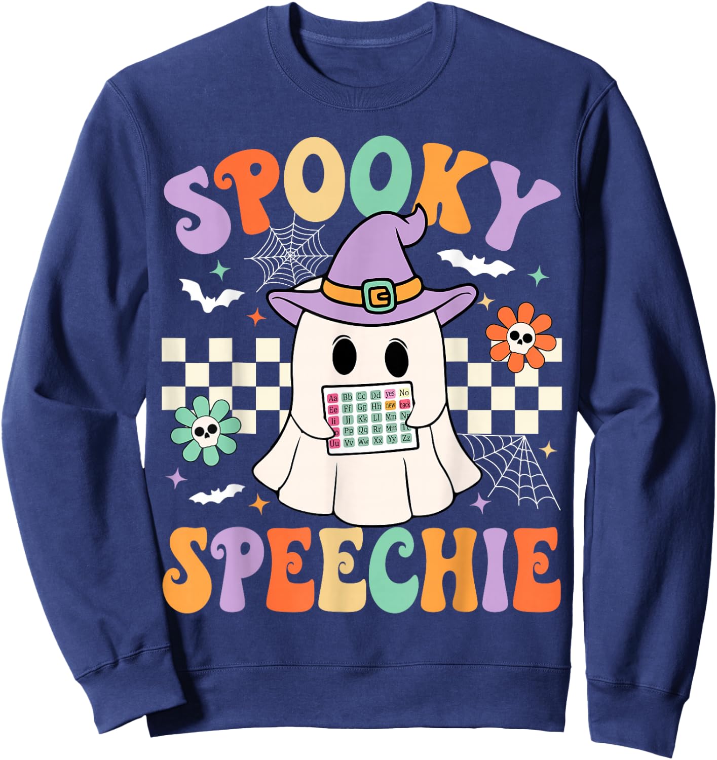 Spooky Speechie Speech Therapy Halloween Retro SLP Halloween Sweatshirt - Sweatshirt | Navy