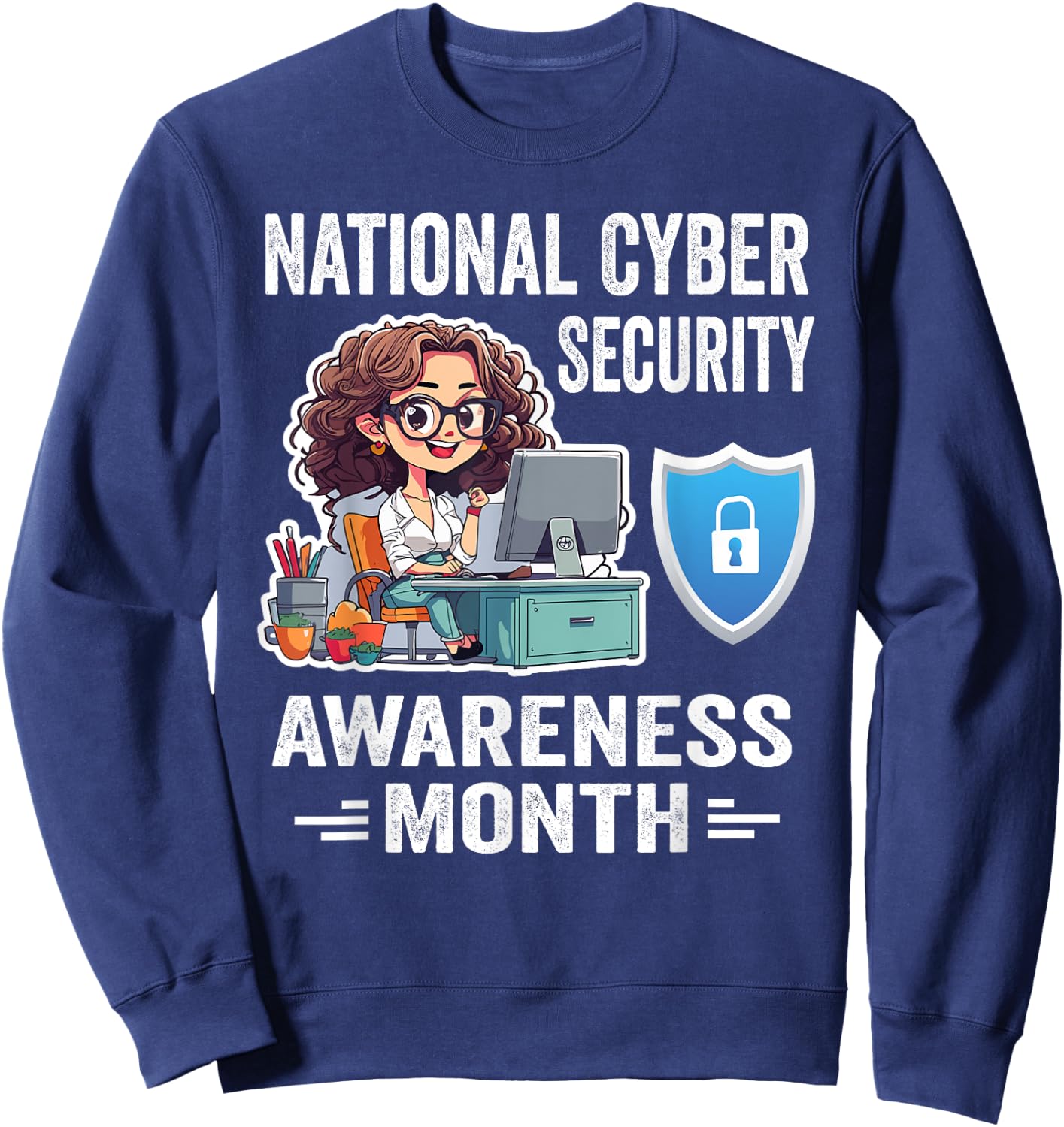 National Cyber Security Awareness Month Tech Security Team Sweatshirt - Sweatshirt | Navy