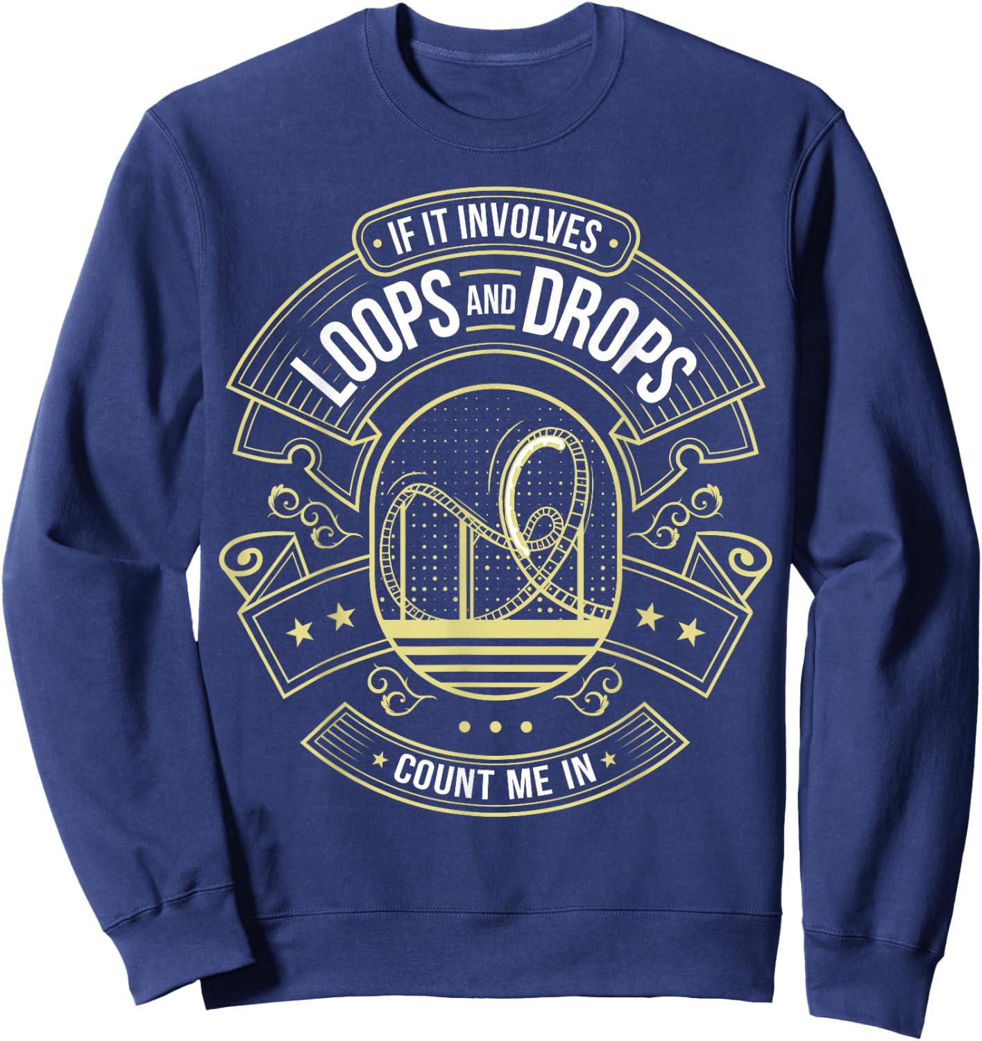 Roller Coaster Gifts & Amusement Park Apparel -Adults, Kids Black Short Sleeve Funny Rollercoaster Theme Park I Roller Coaster Sweatshirt - Sweatshirt | Navy