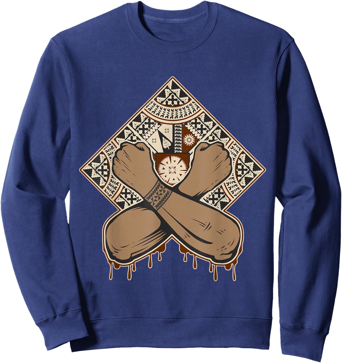 Fiji Islands Abstract Masi Authentic Summer Vest Tapa Sweatshirt - Sweatshirt | Navy