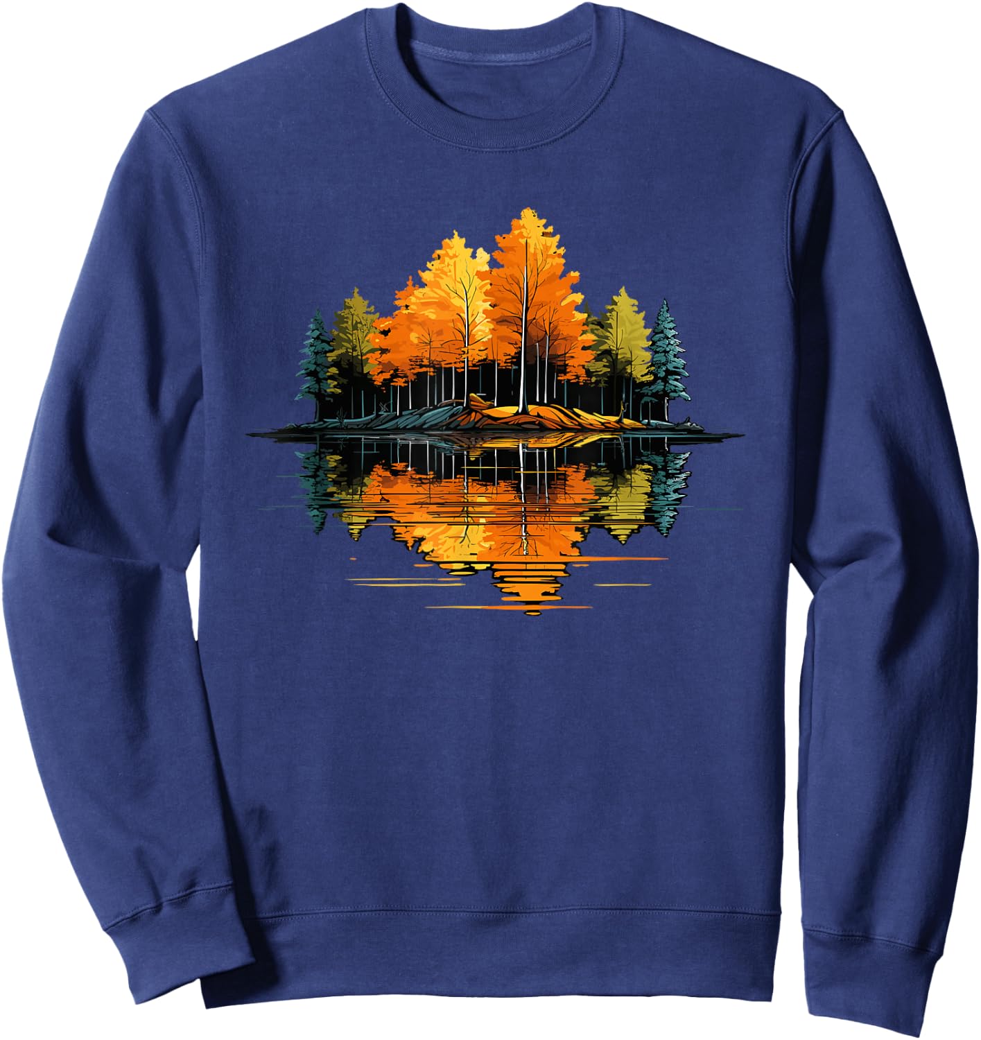 Nature Reflection Forest Trees Outdoor Wildlife Sweatshirt - Sweatshirt | Navy