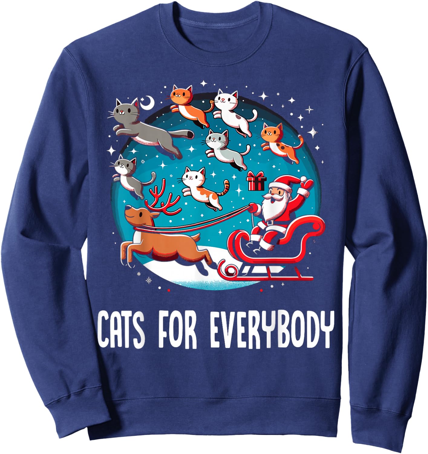 Xmas Cats For Everybody Christmas Cat Sweatshirt - Sweatshirt | Navy