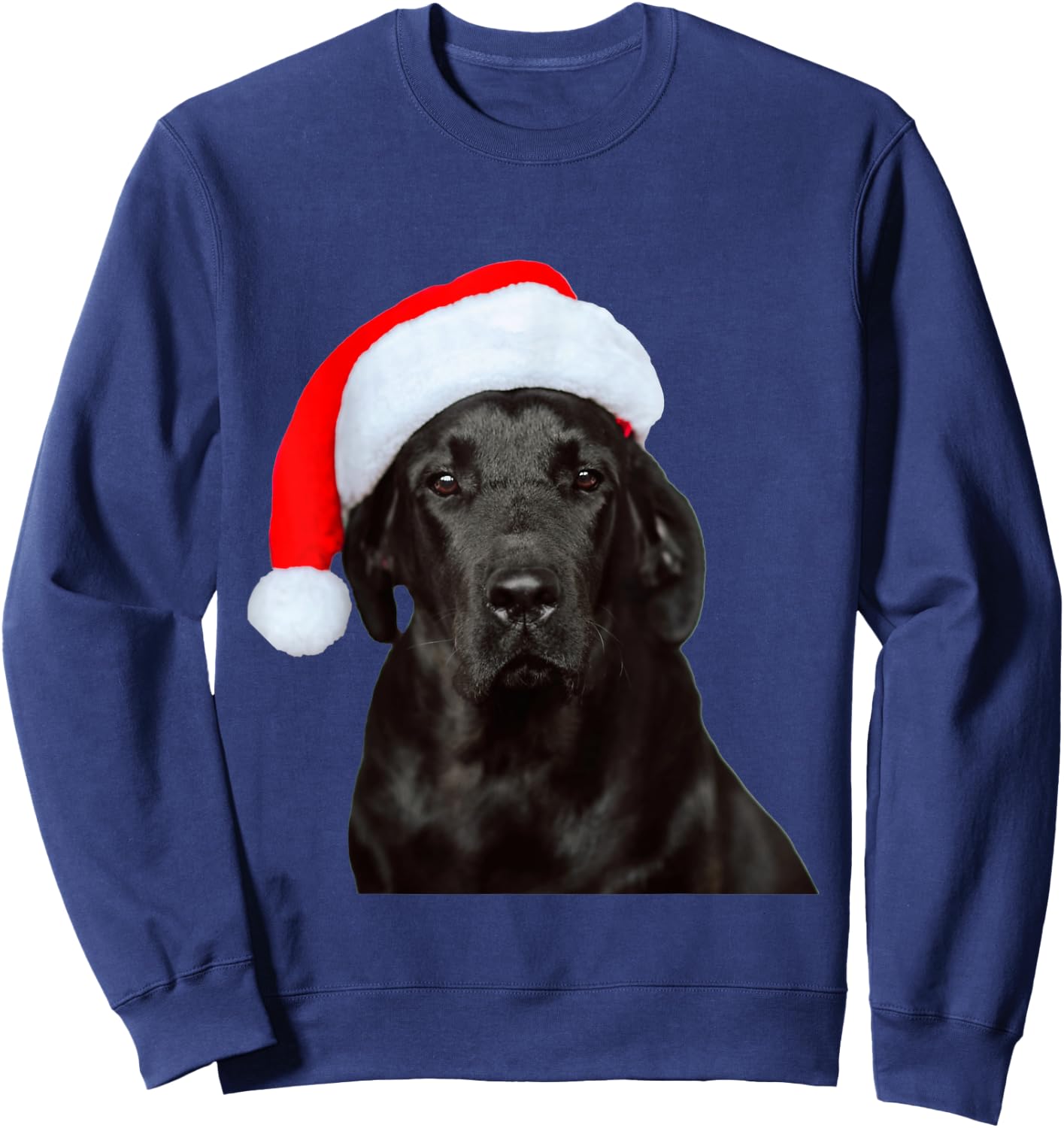 Cute Black Lab Santa Hat Image Christmas Dog Labrador Women Kids Sweatshirt - Sweatshirt | Navy