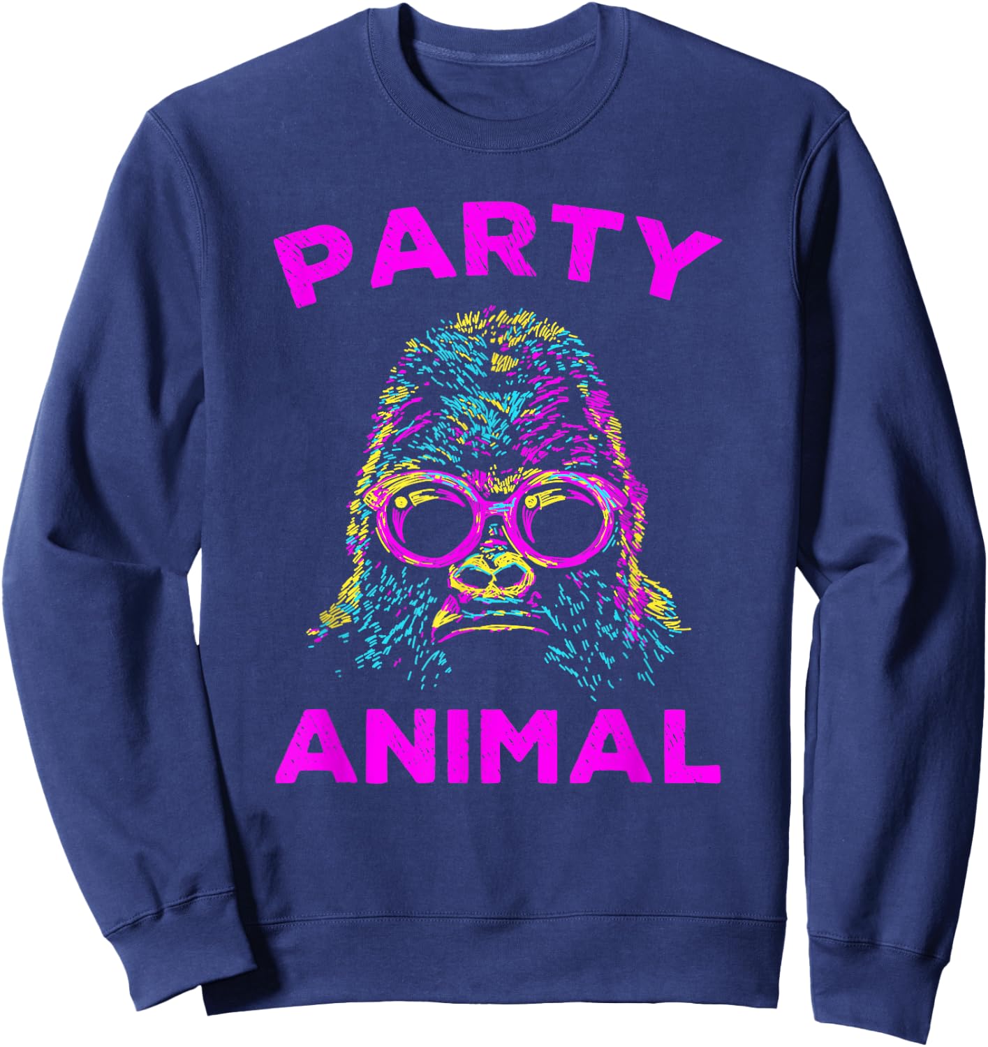 Cute Gorilla Party Animal Lover Colorful Monkey Sweatshirt - Sweatshirt | Navy