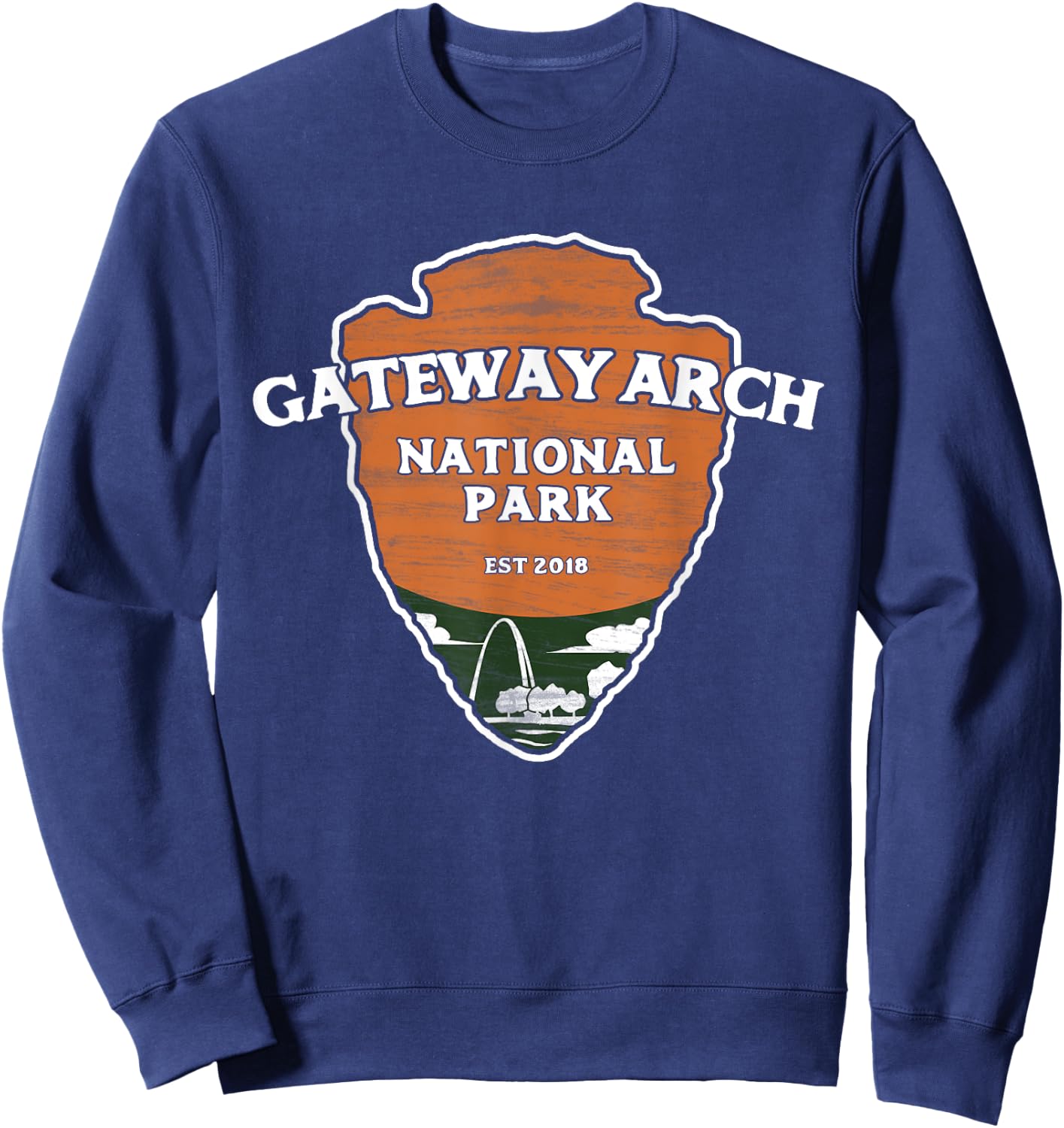 Gateway Arch National Park Classic Style Arrowhead Sign Sweatshirt - Sweatshirt | Navy