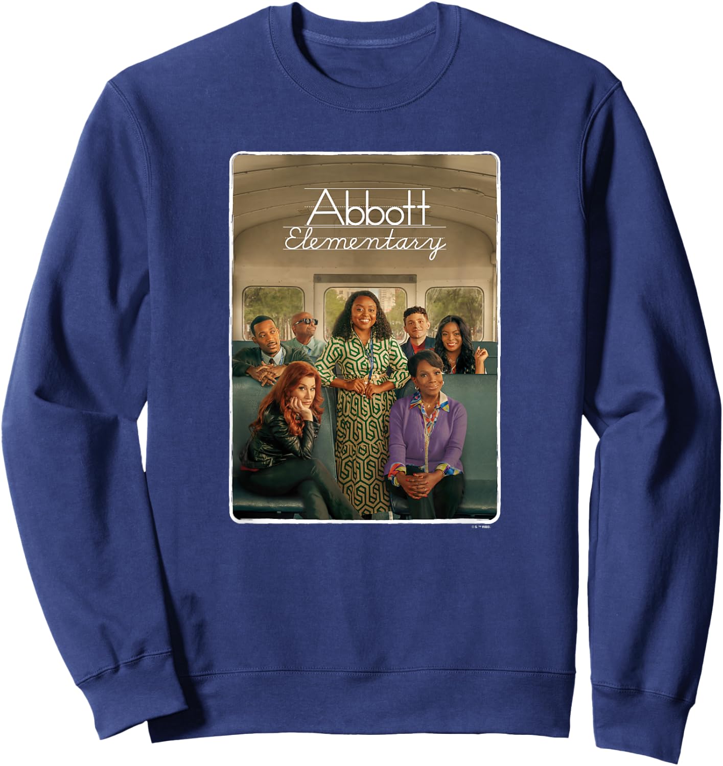 Abbott Elementary Teachers On The Bus Portrait & Logo Sweatshirt - Sweatshirt | Navy