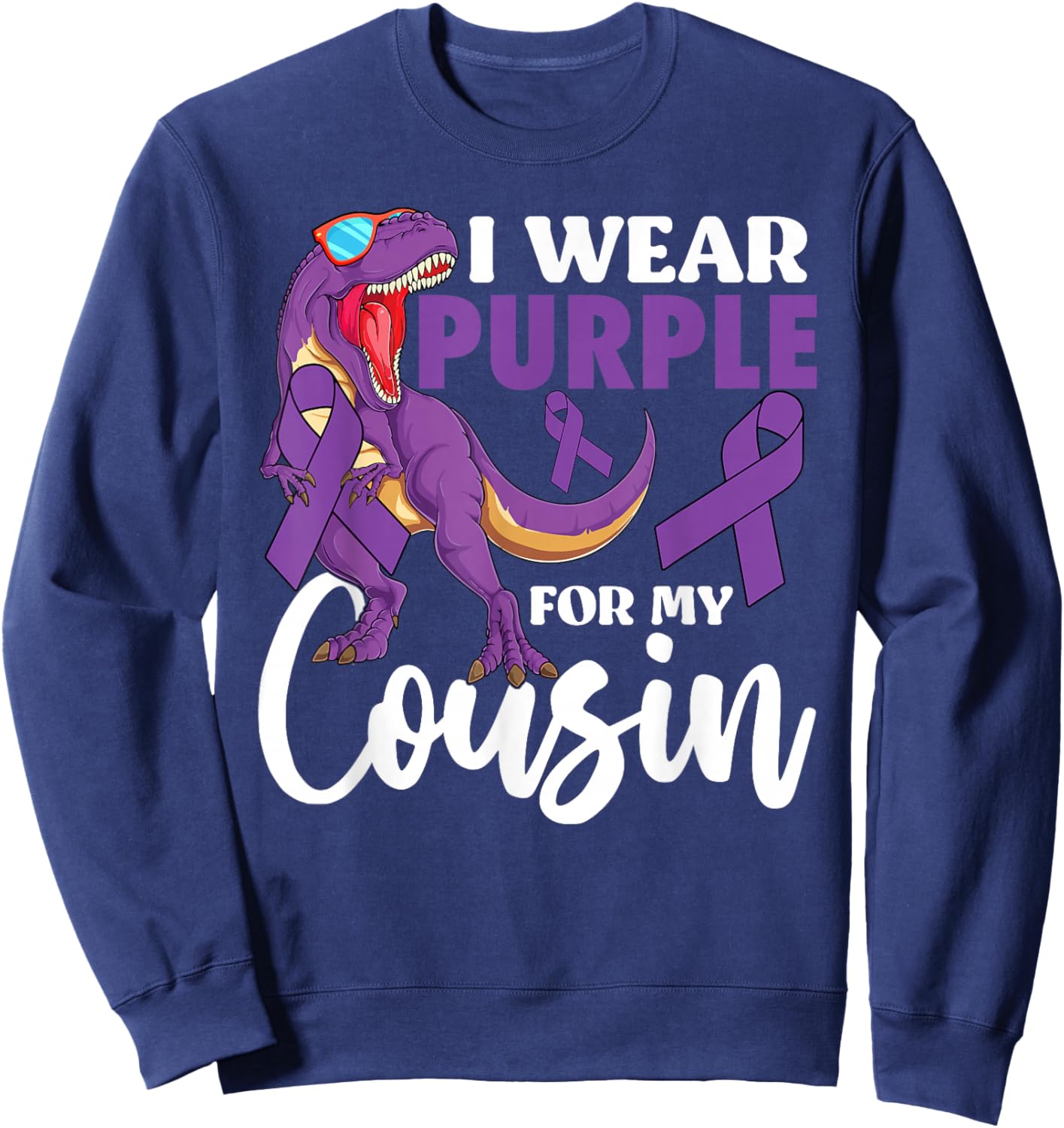 I Wear Purple For My Cousin Epilepsy Awareness Boho Rainbow Sweatshirt - Sweatshirt | Navy