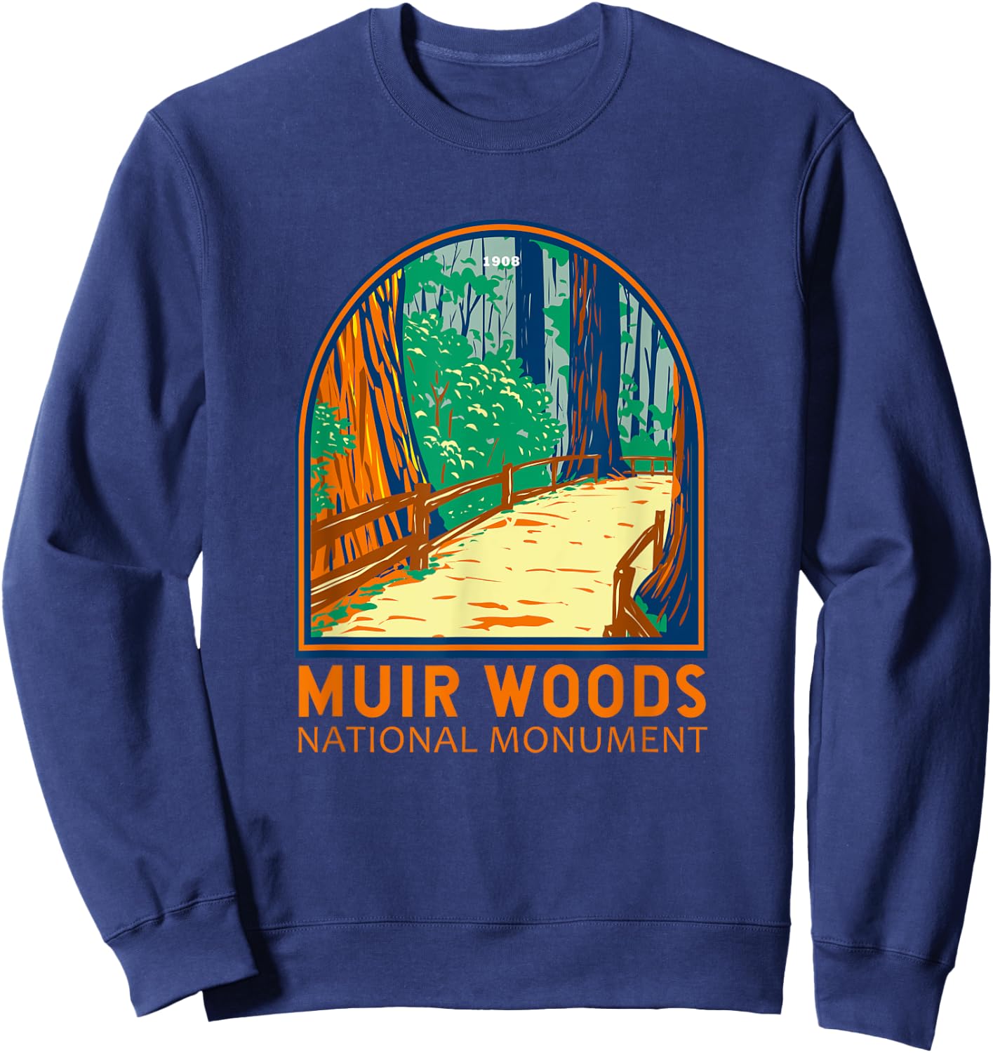 Muir Woods National Monument California Emblem Vintage Sweatshirt - Sweatshirt | Navy
