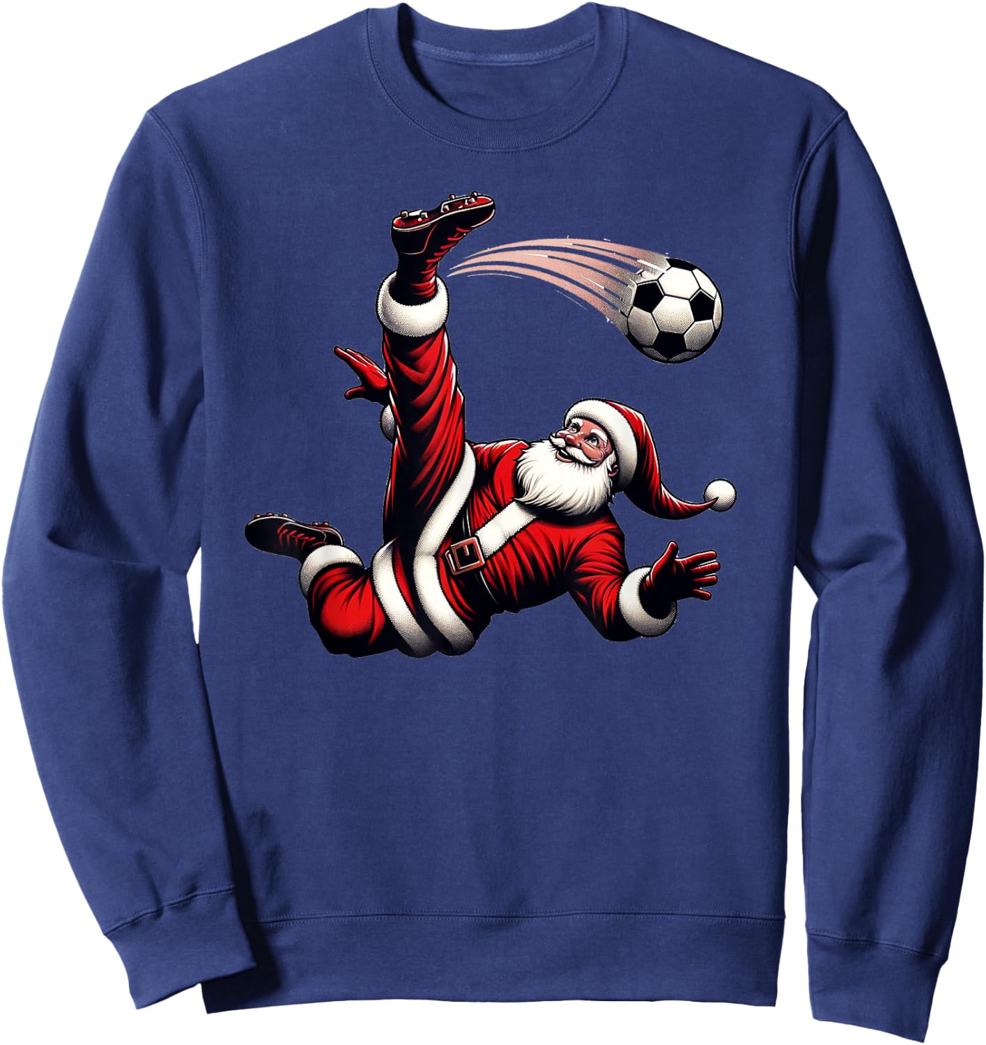 Christmas Soccer Santa Bicycle Kick Xmas Goal Boys Men Fan Sweatshirt - Sweatshirt | Navy