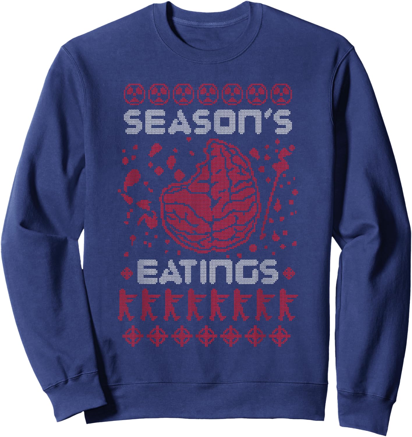 Season's Eatings Funny Zombie Ugly Christmas Sweatshirt - Sweatshirt | Navy