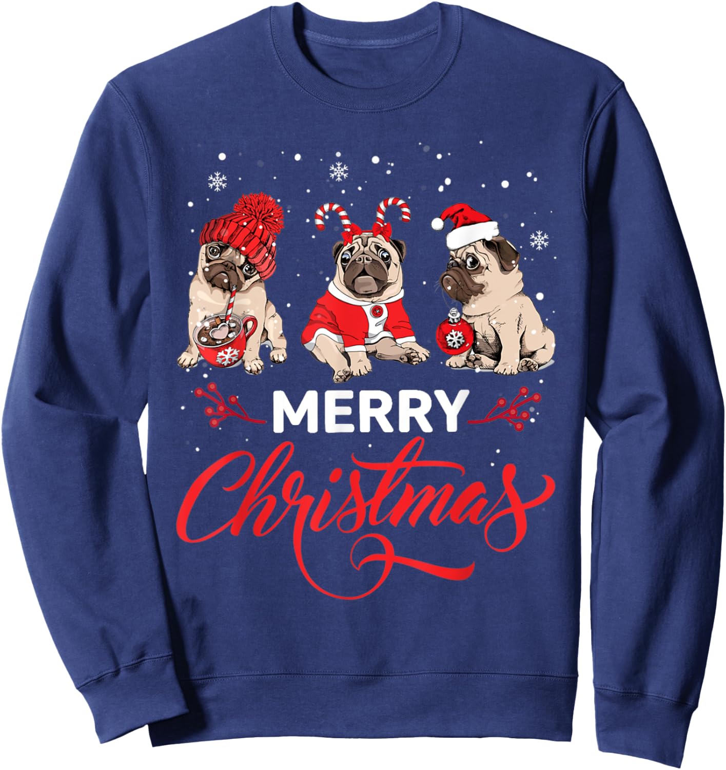 Pug Ugly Christmas Sweater Men Kids Dog Lover Sweatshirt - Sweatshirt | Navy