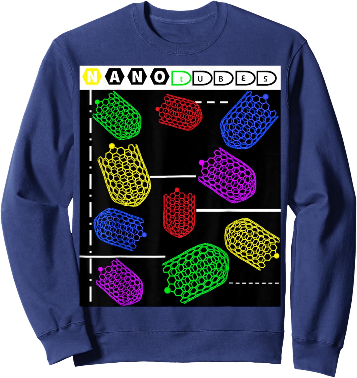 Funny Nerdy Forms Nanotubes Chemistry Teacher Geek Sweatshirt - Sweatshirt | Navy