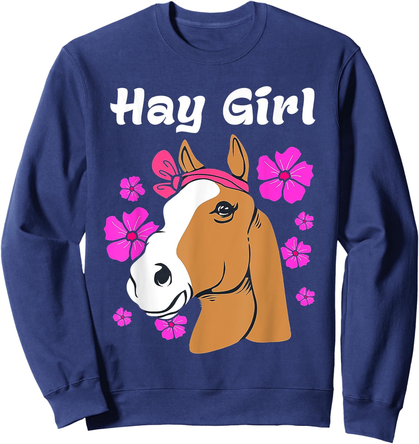 Hay Girl Floral Horse Horse Sweatshirt - Sweatshirt | Navy