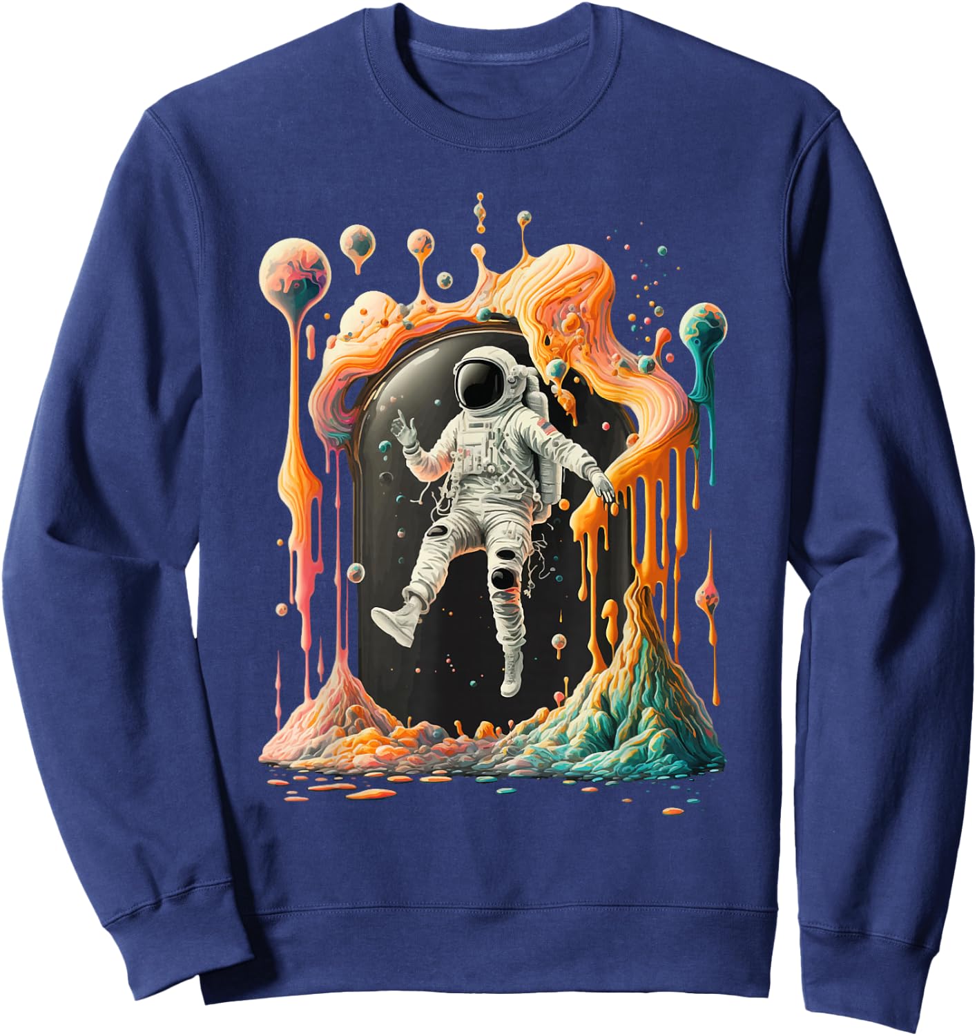 Psychedelic Astronaut, Trippy Space Adventure: Graphic Sweatshirt - Sweatshirt | Navy