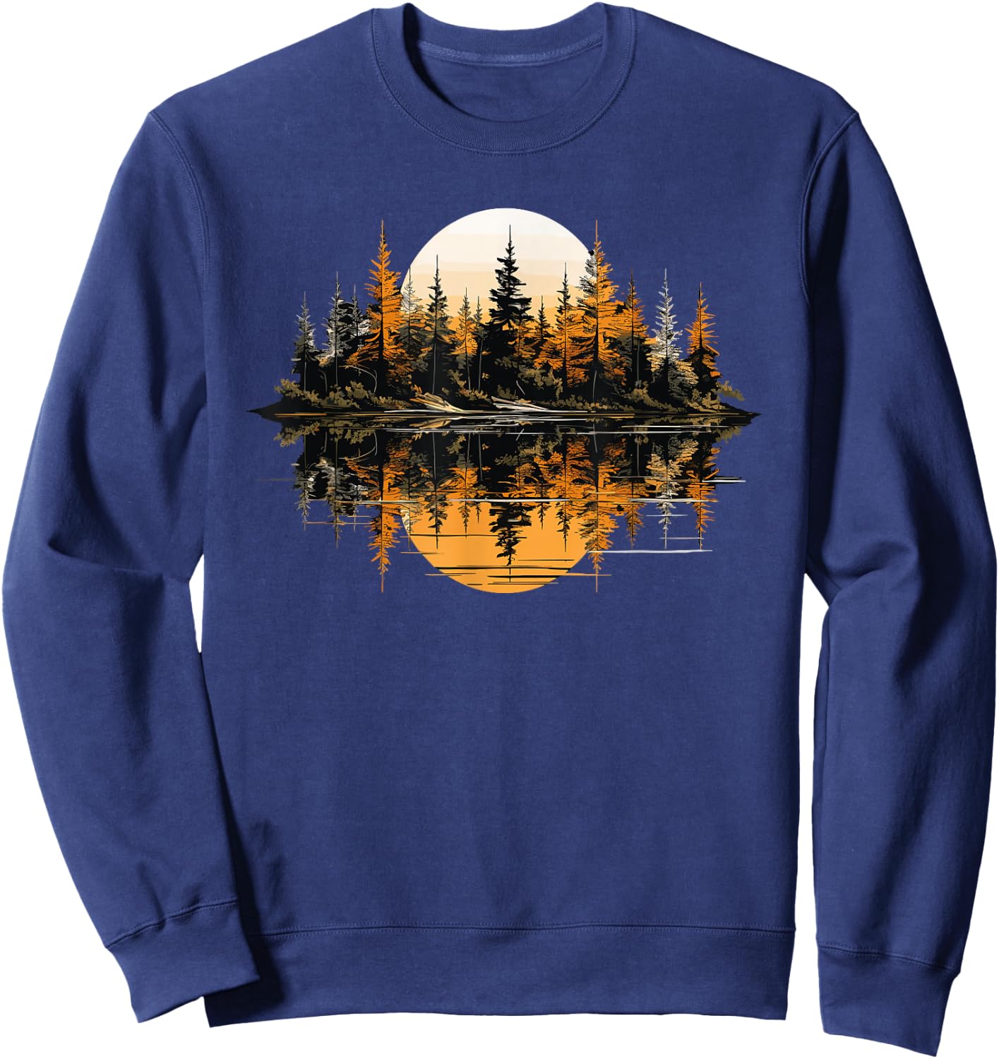 Nature Reflection Forest Trees Outdoor Wildlife Sweatshirt - Sweatshirt | Navy
