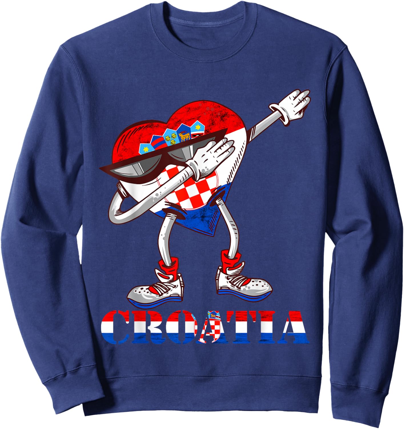 Dabbing Heart Croatian Flag Hrvatska Croatian Roots Croatia Sweatshirt - Sweatshirt | Navy