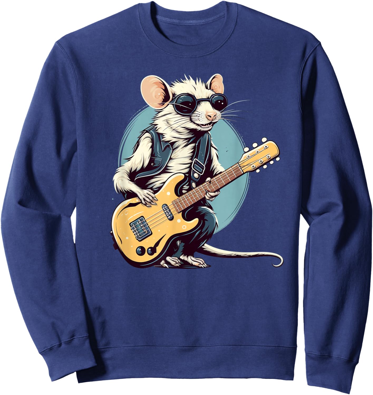 Funny Punk Rocker Rat with electric Guitar Costume Sweatshirt - Sweatshirt | Navy