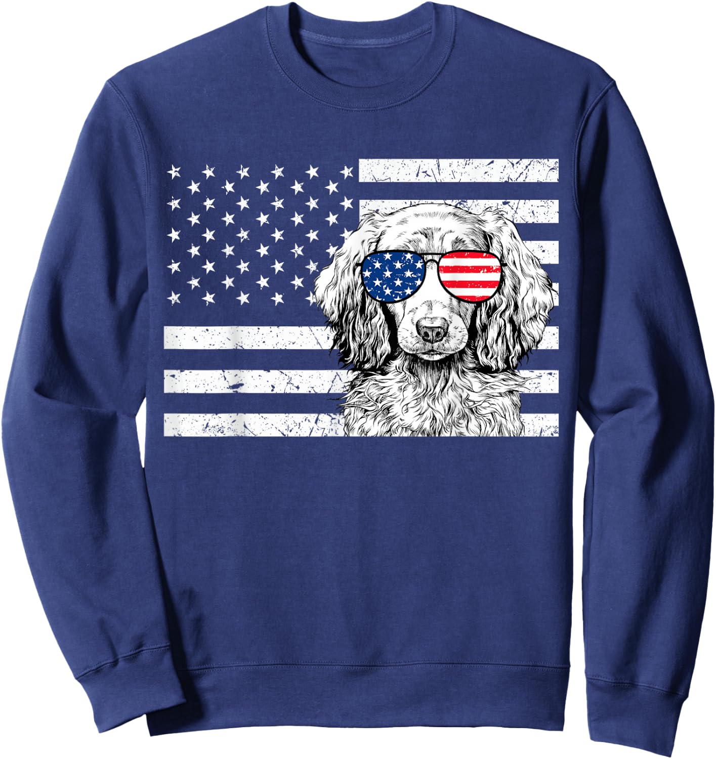 Dachshund Weiner Dog 4th of July US American Flag Patriotic Sweatshirt - Sweatshirt | Navy