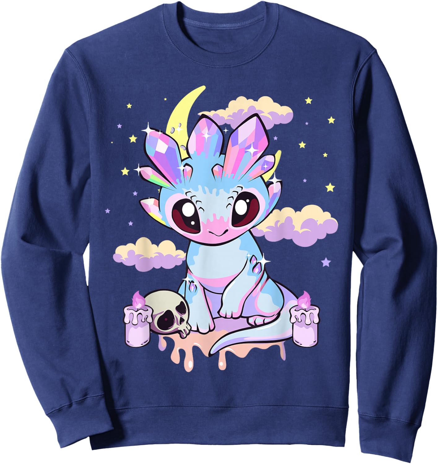 Pastel Goth Kawaii Cute Crystal Dragon Girls Women Sweatshirt - Sweatshirt | Navy