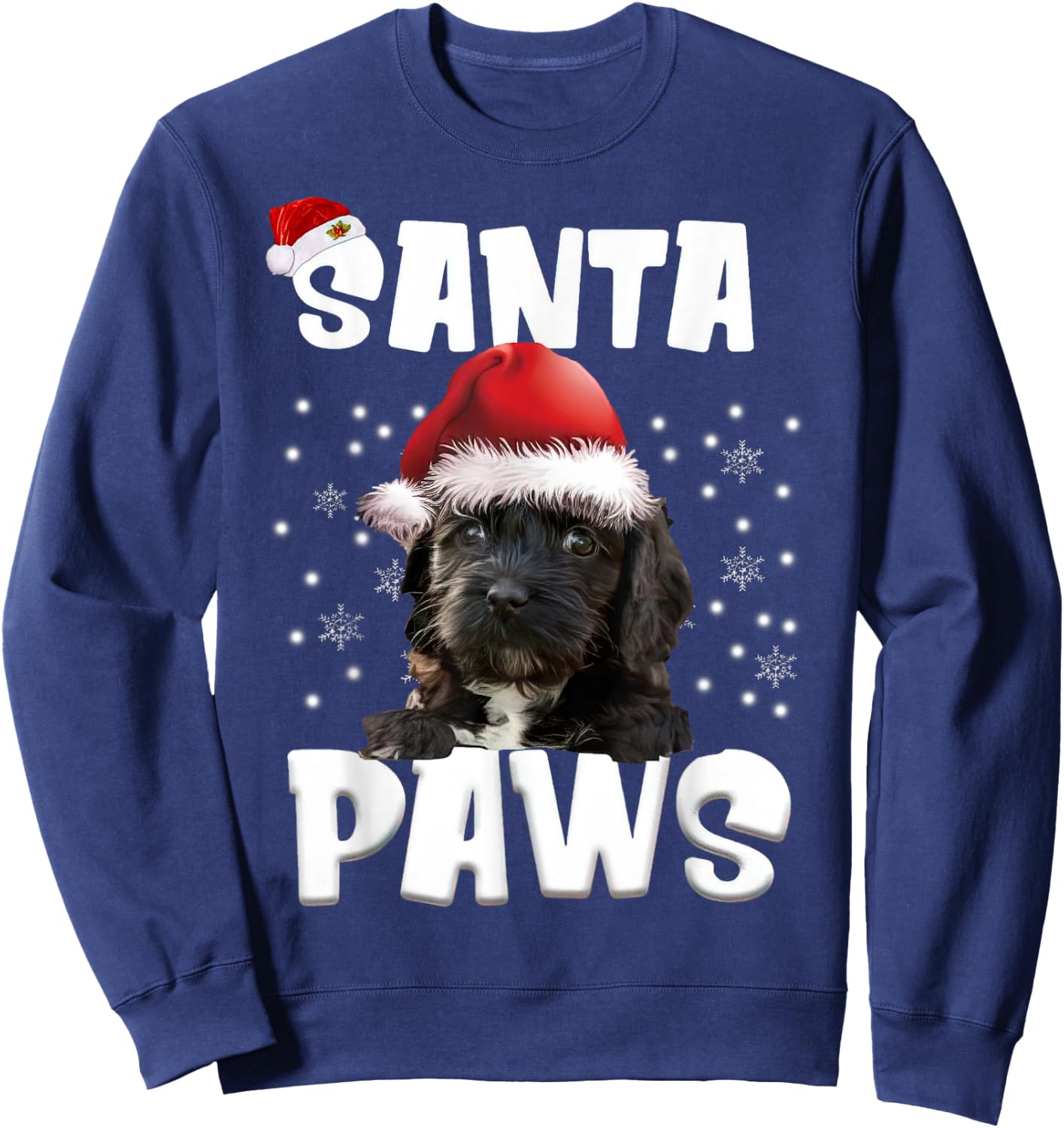 Funny Cockapoo Christmas Lights Tree Dog Lover Xmas Sweatshirt - Sweatshirt | Navy