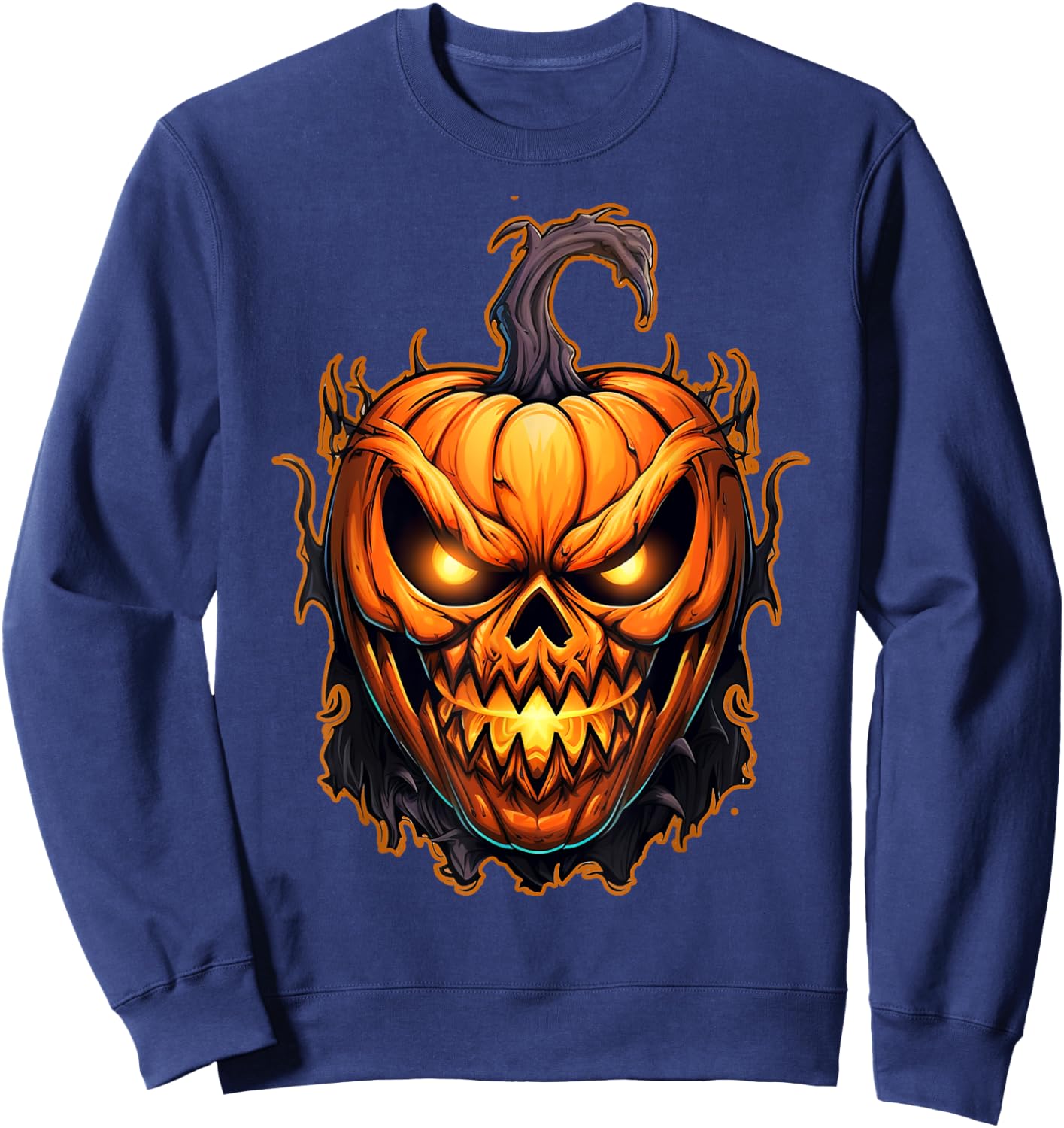 Funny Fall Autumn Halloween Scary Pumpkin lazy Costume Sweatshirt - Sweatshirt | Navy