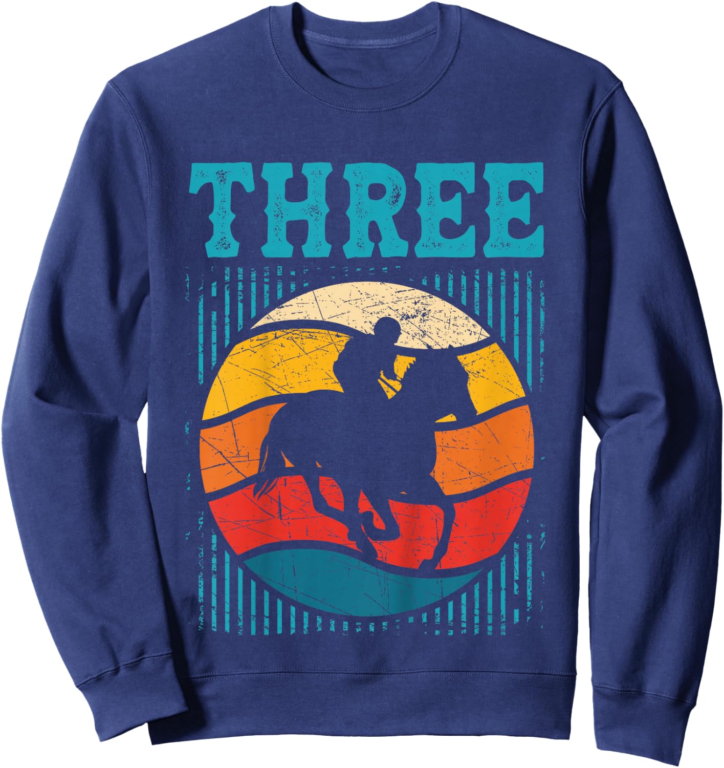 Kids 3rd Birthday Horse Rider Fan 3 Years old Girls Boys Kids Sweatshirt - Sweatshirt | Navy