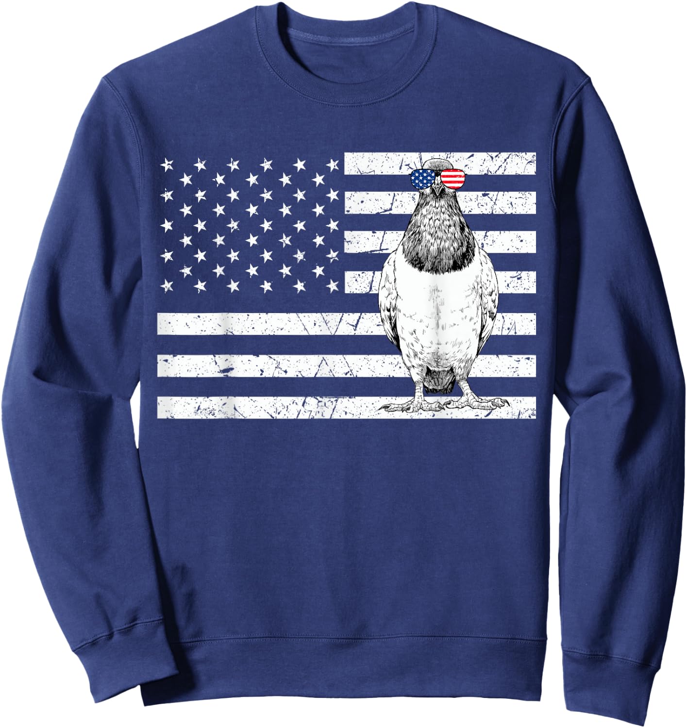 Pigeon 4th of July Bird Watching US American Flag Patriotic Women Kids Men Sweatshirt - Sweatshirt | Navy