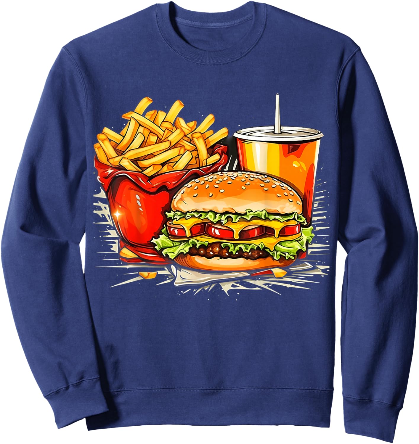 Retro Style Fast Food Sweatshirt - Sweatshirt | Navy