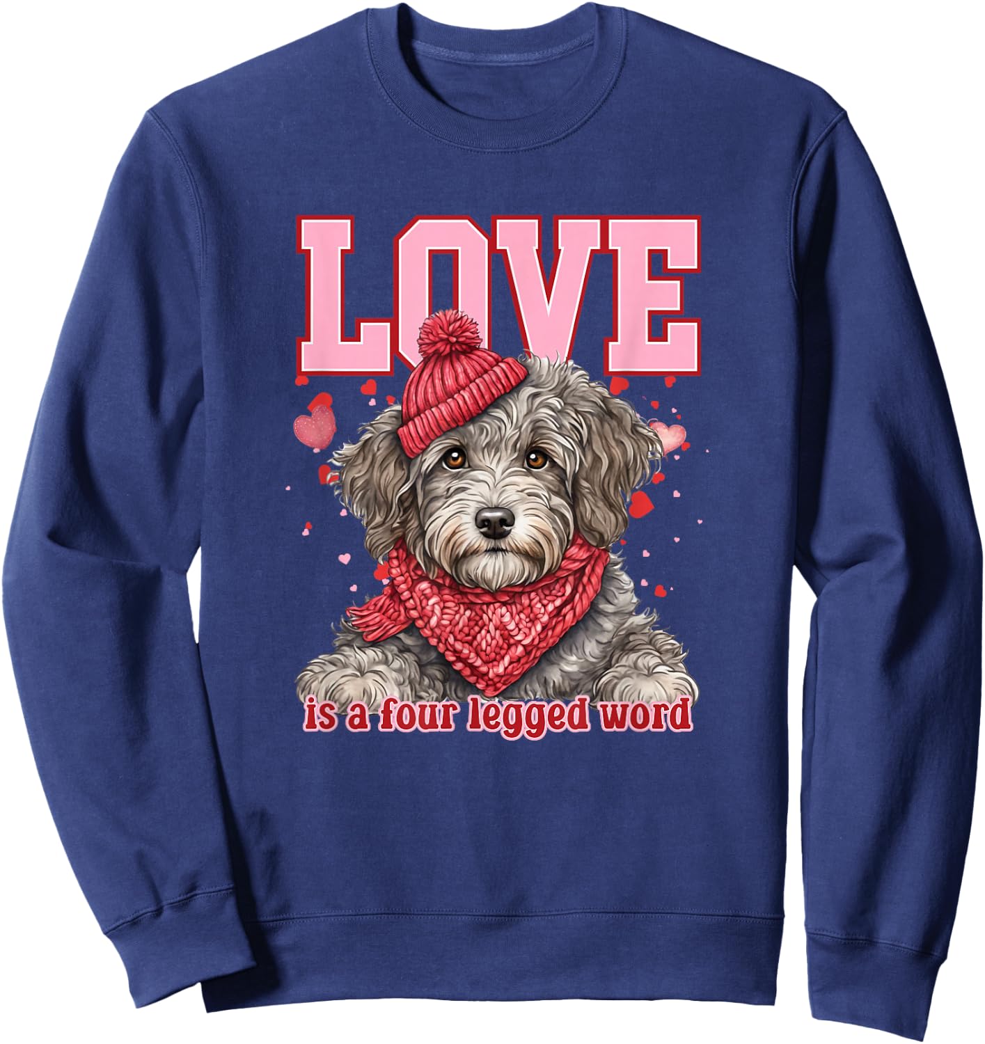 Aussie Doodle Valentine Four-Legged Affection Sweatshirt - Sweatshirt | Navy