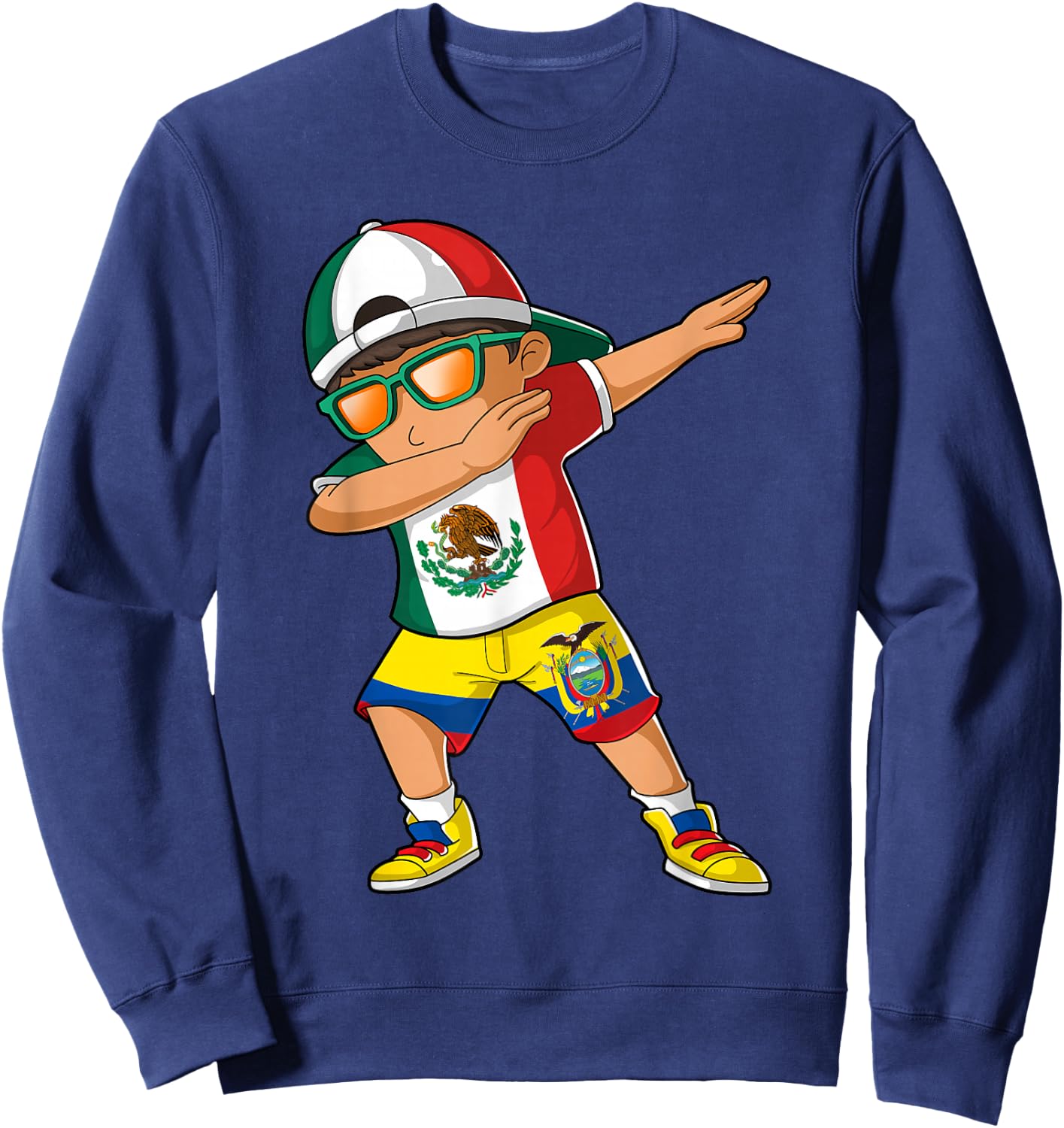 Half Mexican Half Ecuadorian Boy Mexico Ecuador Flag Sweatshirt - Sweatshirt | Navy