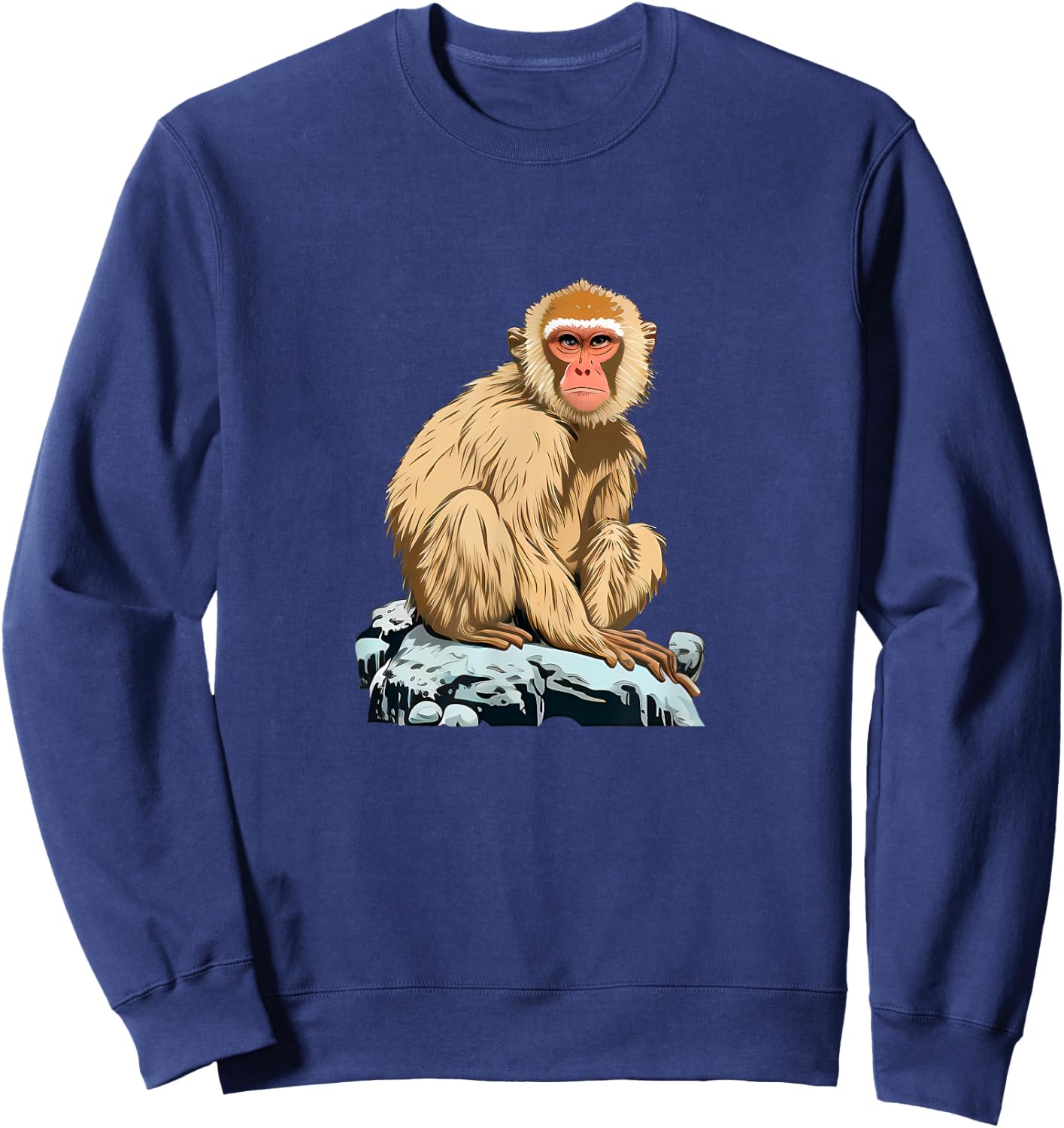 Funny cute japanese Monkey loves Snow Sweatshirt - Sweatshirt | Navy