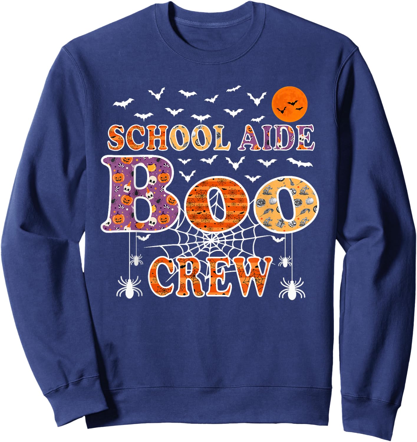 School Aide Boo Crew Shirt Funny Halloween Teacher Sweatshirt - Sweatshirt | Navy