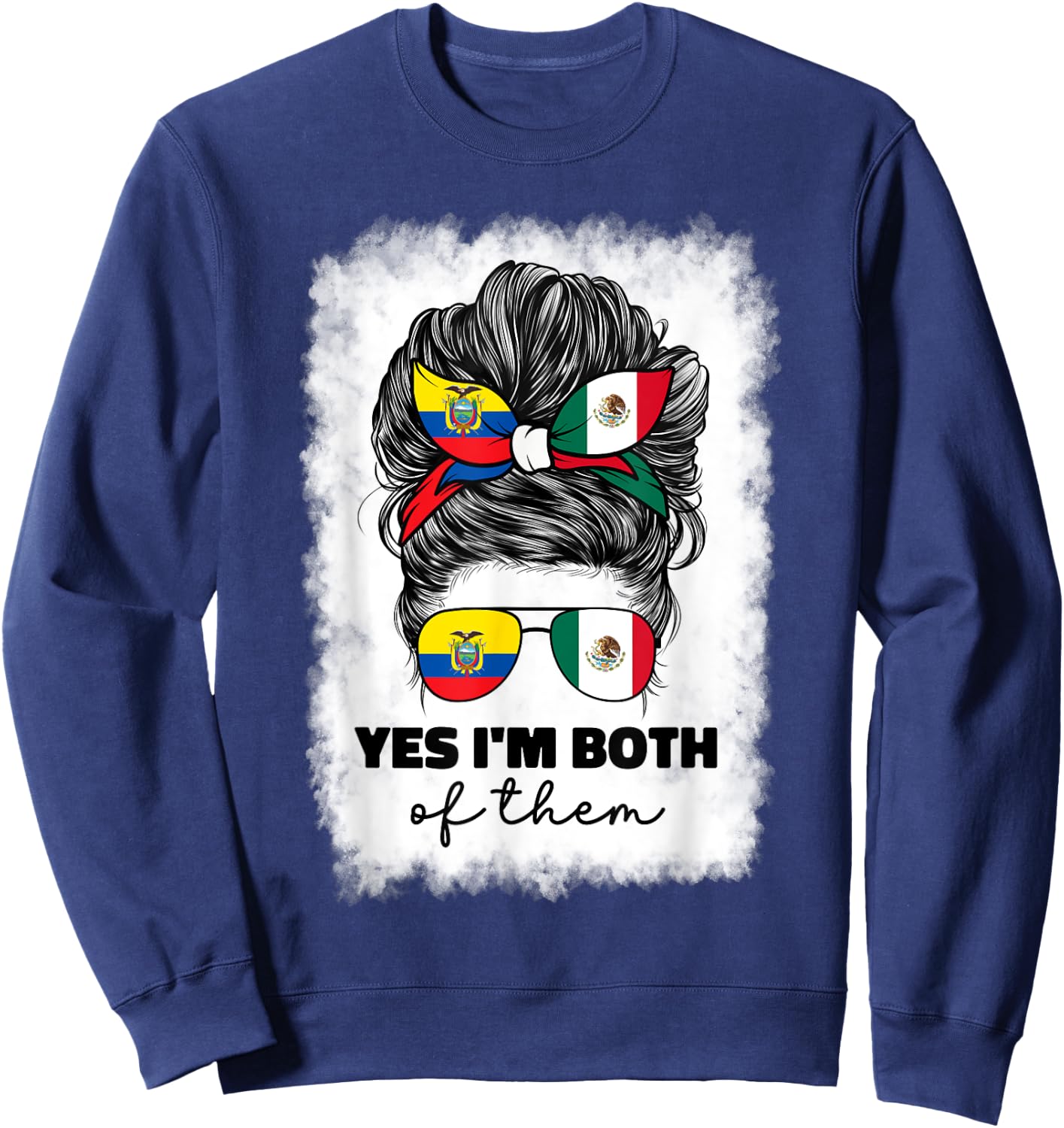 Half Mexican And Ecuadorian Mexico Ecuador Flag Girl Women Sweatshirt - Sweatshirt | Navy
