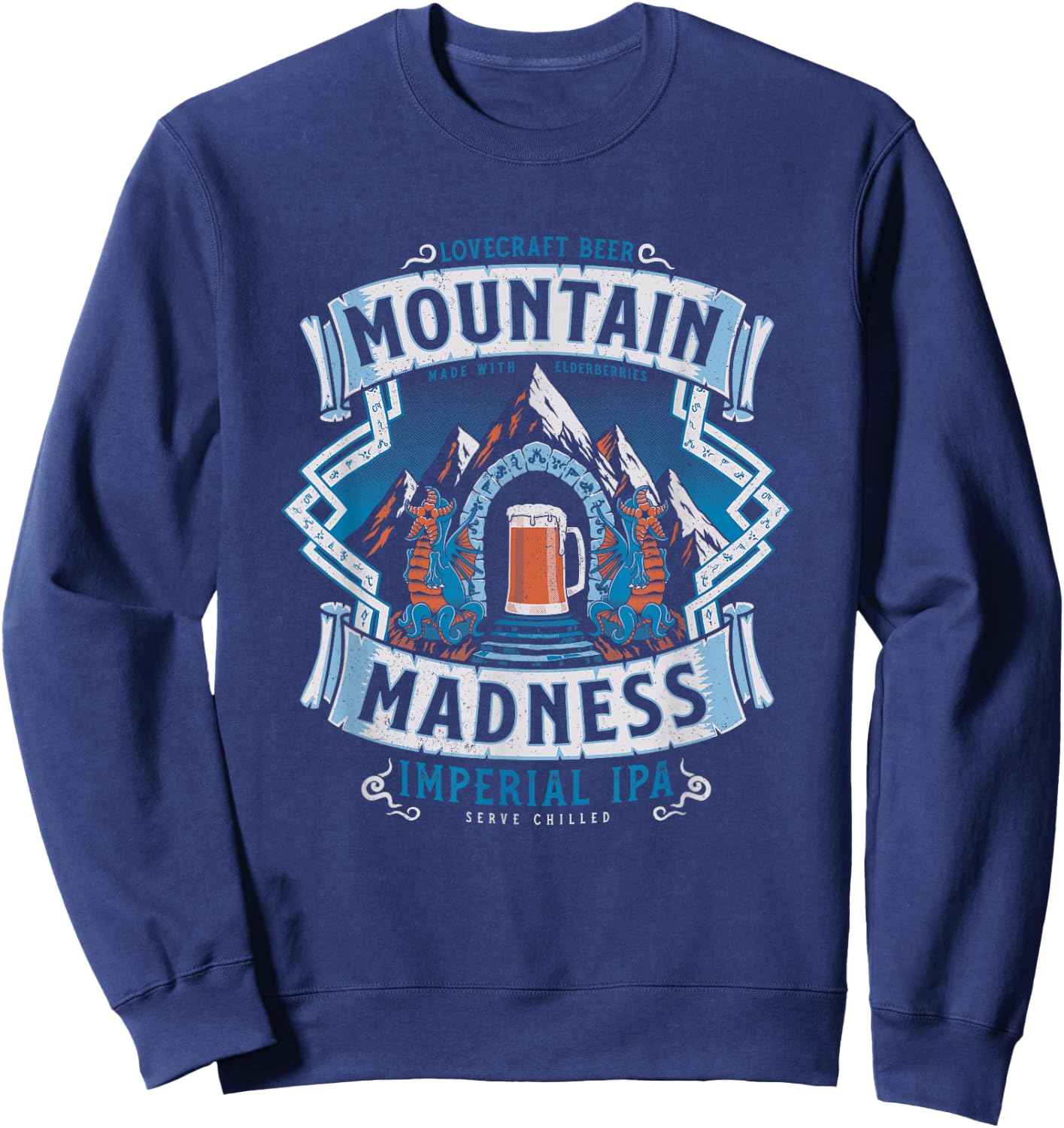 Mountain of Madness - A Vintage Distressed Horror Lovecraft Sweatshirt - Sweatshirt | Navy