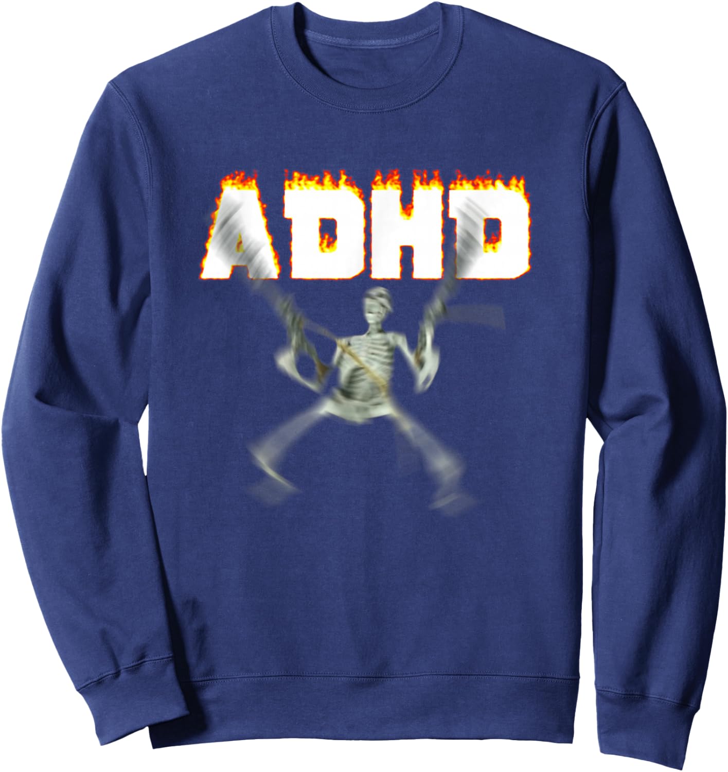 ADHD Skeleton Meme Sweatshirt - Sweatshirt | Navy