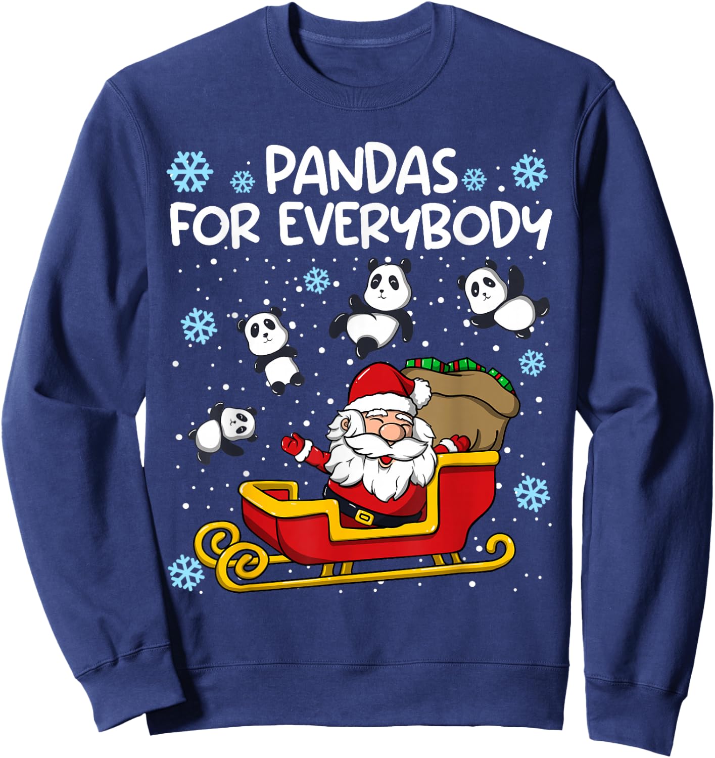 Pandas for Everybody Santa Sled Funny Christmas Panda Bear Sweatshirt - Sweatshirt | Navy