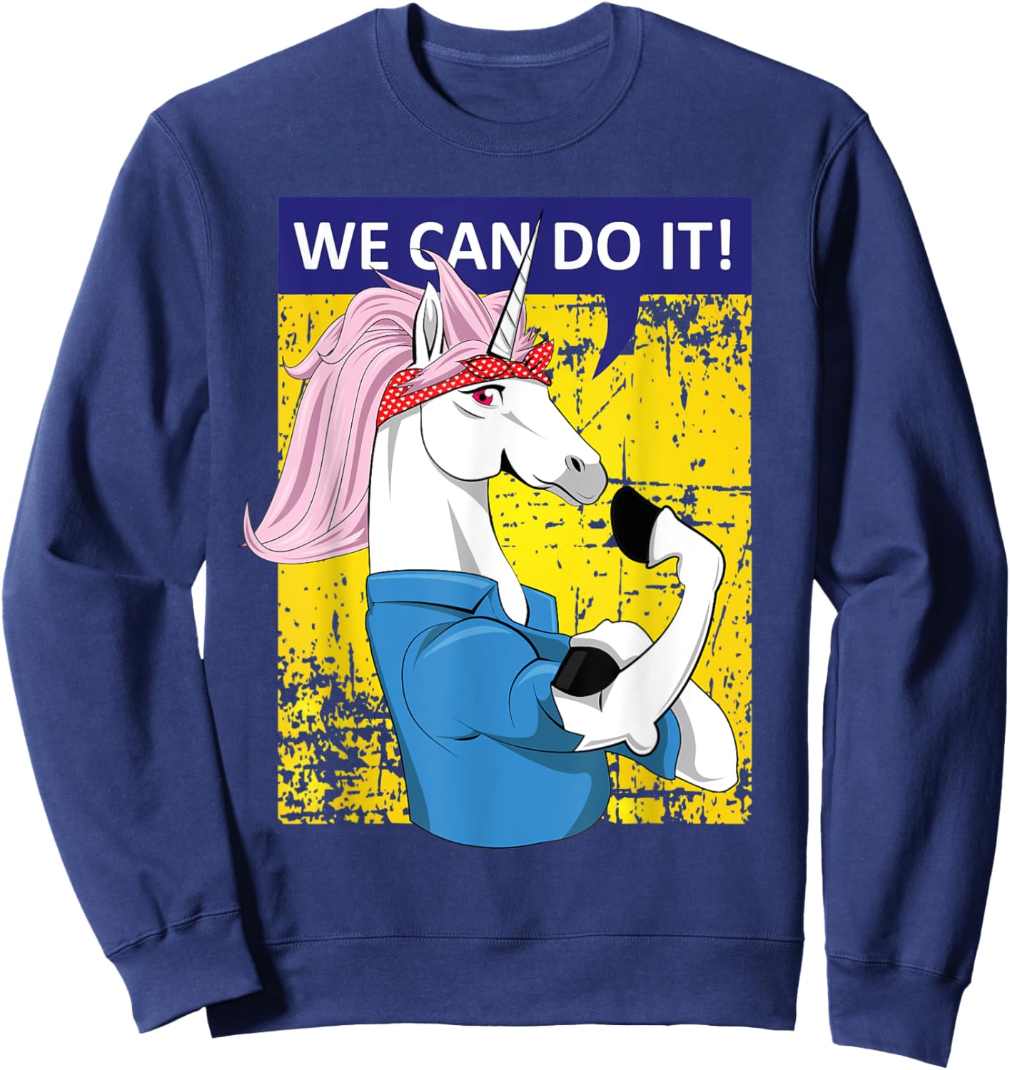 We can do it Rosie the Riveter Unicorn Gifts Sweatshirt - Sweatshirt | Navy