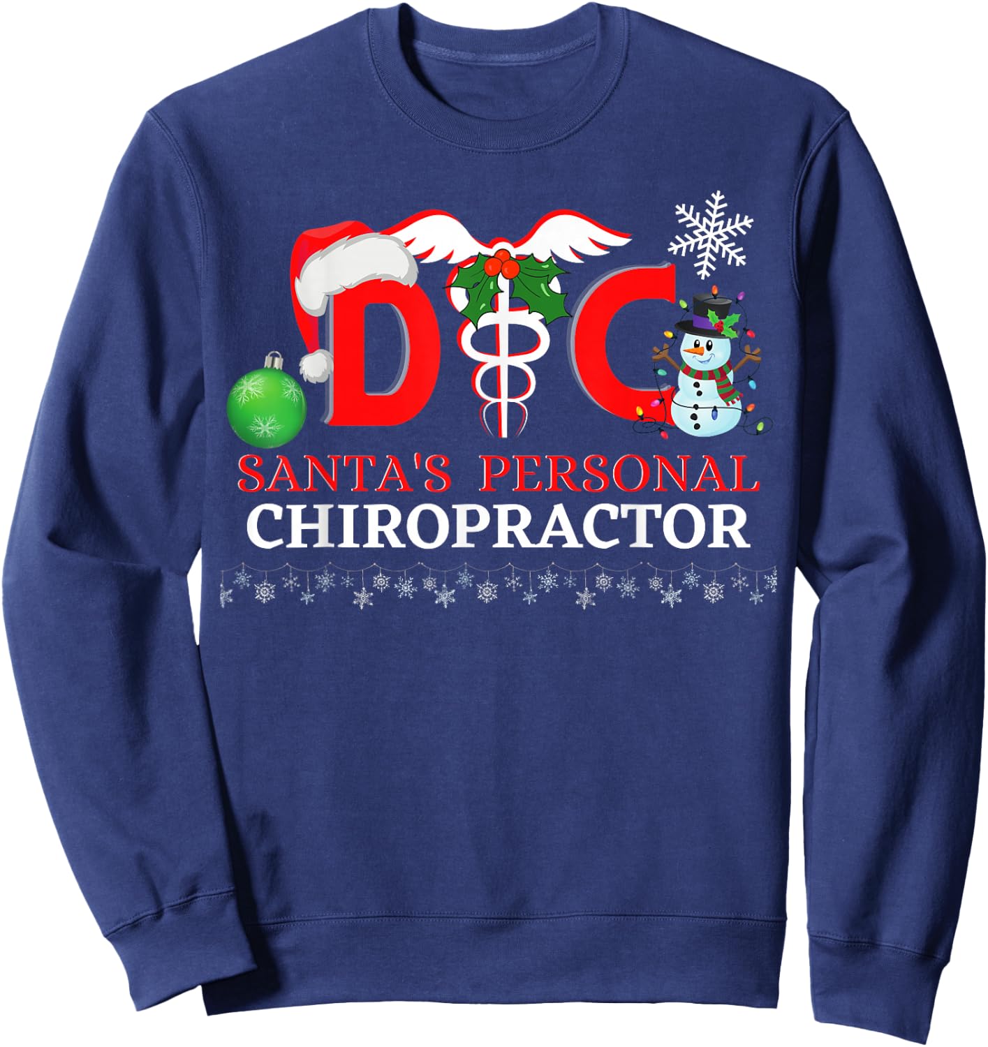 Santa's Personal Chiropractor Clinic Christmas Design Sweatshirt - Sweatshirt | Navy