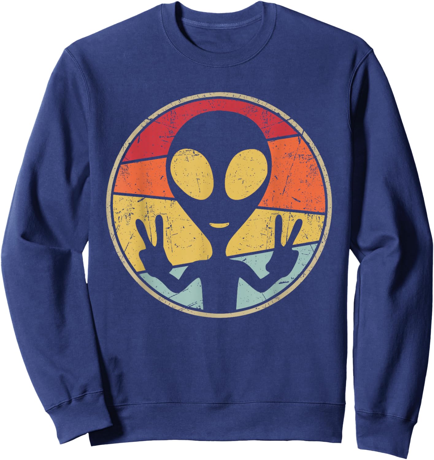 UFO Lover Funny Retro 80's Style Vintage Alien Space Gift Sweatshirt - Sweatshirt | Navy