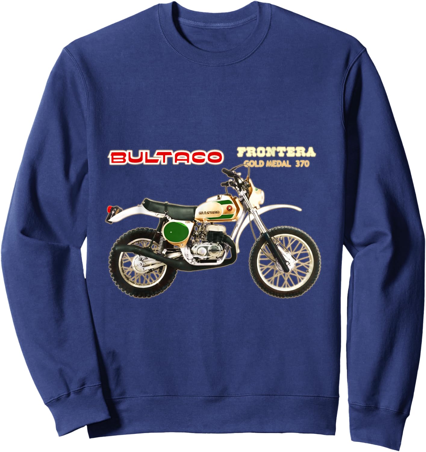 Classic Bultaco Motorcycle Frontera Gold Medal 350 Biker Sweatshirt - Sweatshirt | Navy